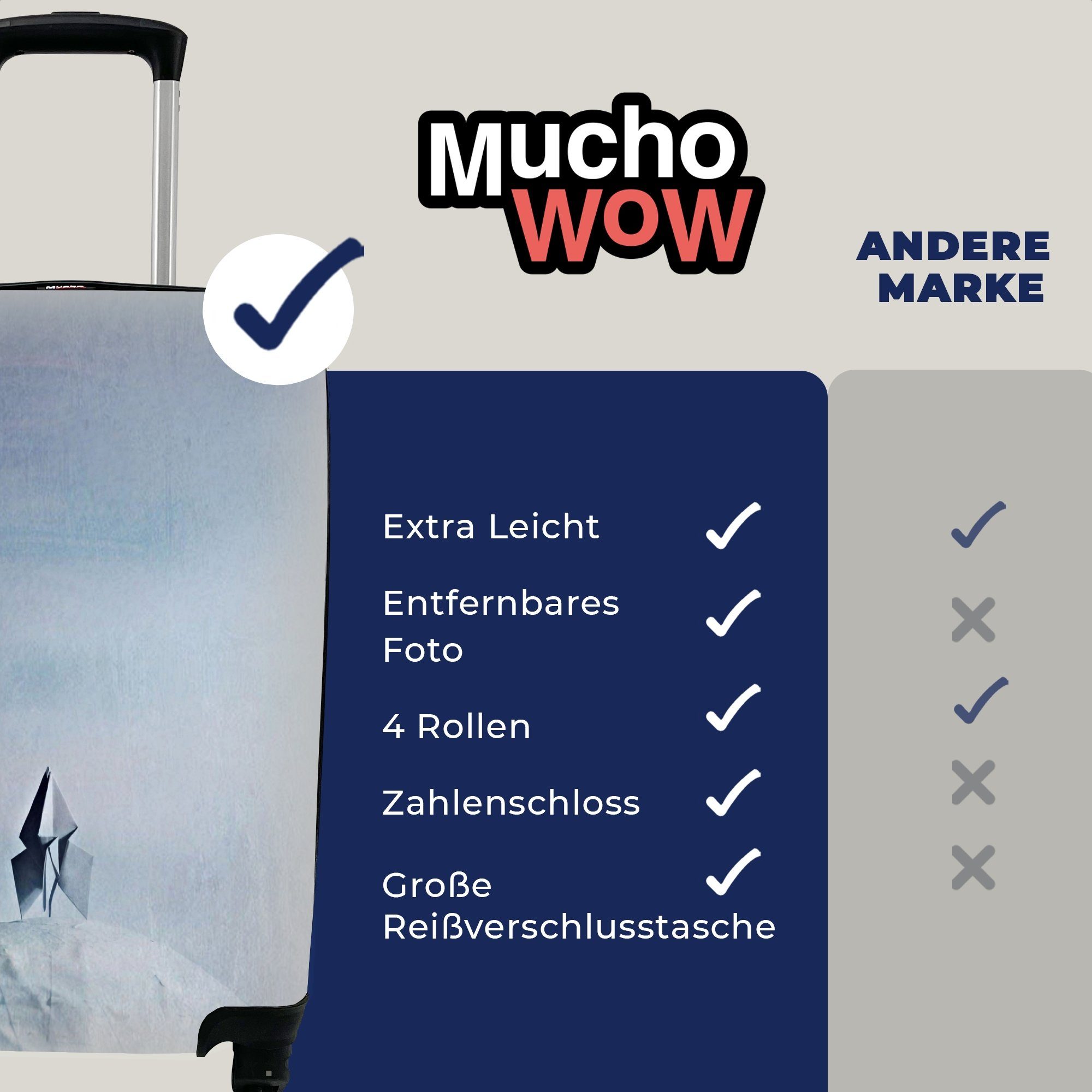 MuchoWow Handgepäckkoffer Illustration - Kinder Handgepäck für Ferien, - - Reisetasche Trolley, mit Papier, Rollen, 4 rollen, Rakete Reisekoffer