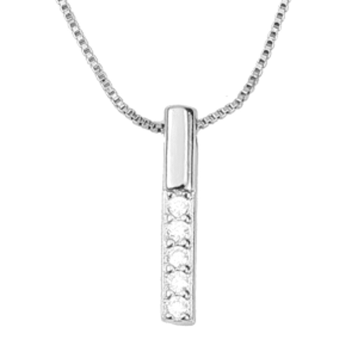 Silberkette Damen Kette mit Stab Silberanhänger Stabkette Halskette Zirkonia
