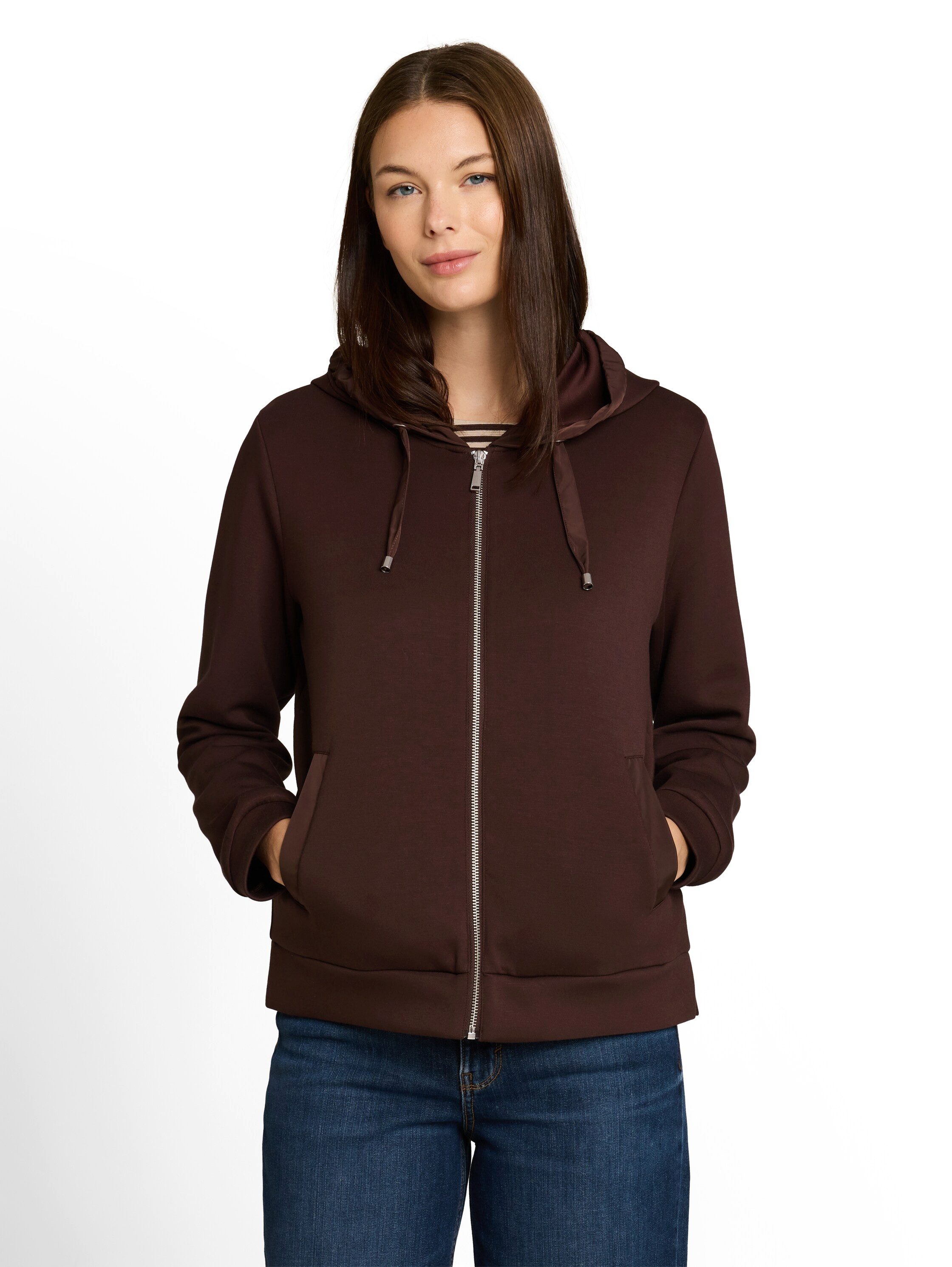 TOM TAILOR Kapuzensweatjacke Regular mit Viskose und Stretch