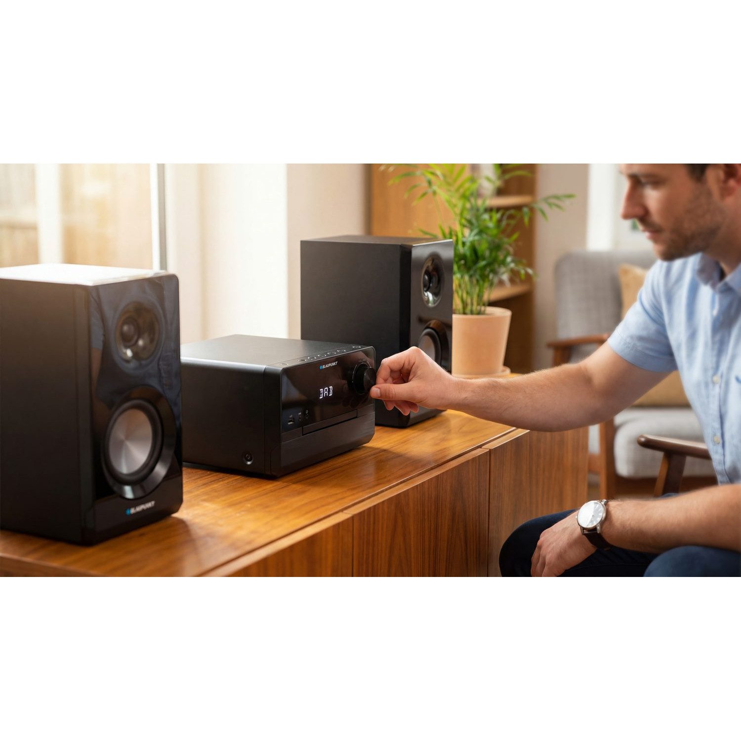 Blaupunkt Mikro-Stereoanlage MS49DAB 100 W RMS DAB+-Tuner Stereoanlage (FM-Radio PLL mit RDS und Speicher für 40 Sender, 100 W, HDMI-ARC-Anschluss, CD/MP3/USB/BT)