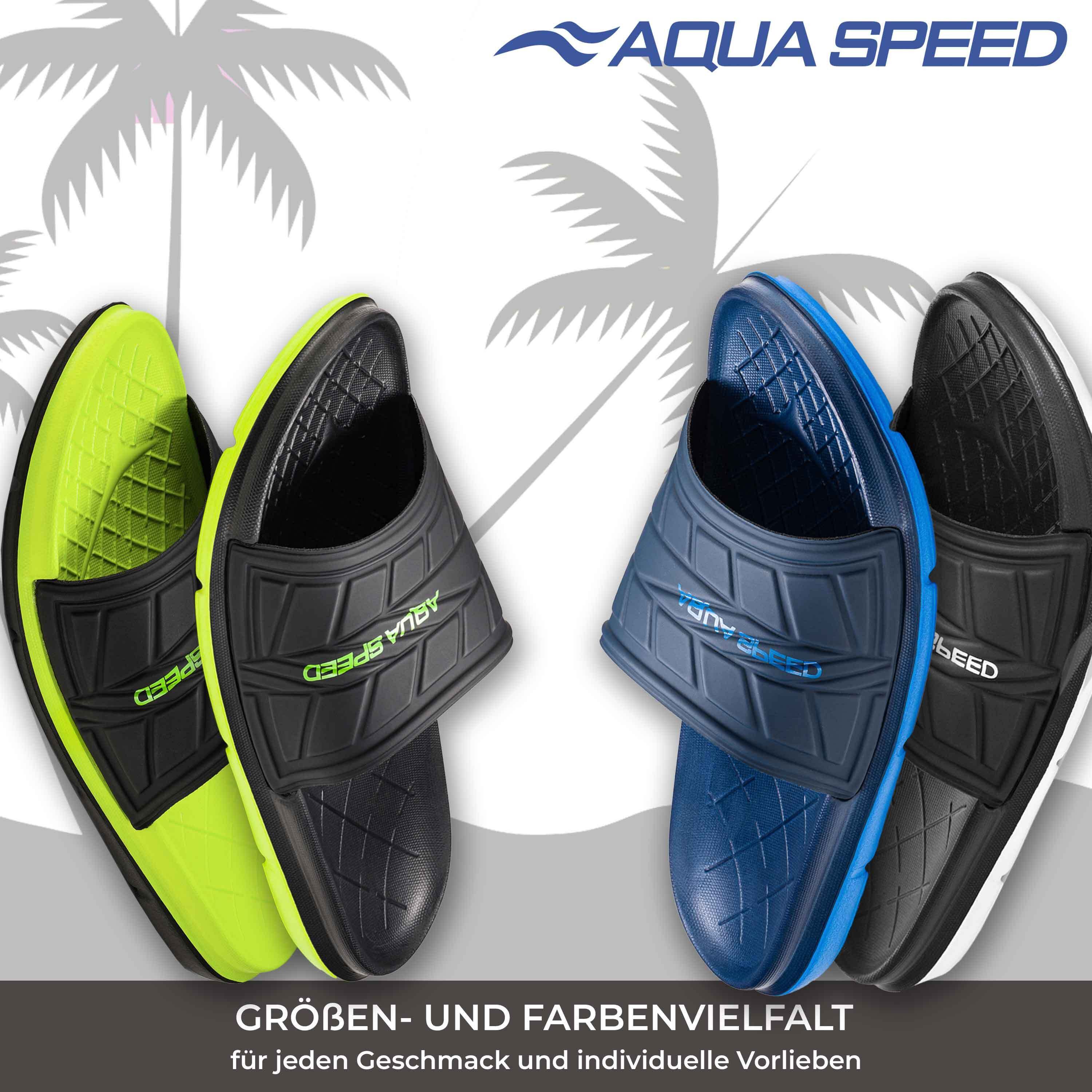 Aqua Speed ASPEN Badelatschen + kl. Fasertuch Duschsandalen Badeschlappen Badepantolette