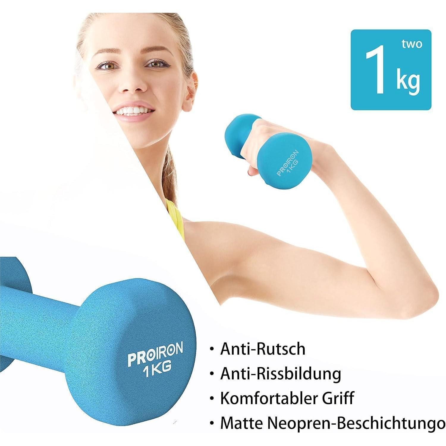 PROIRON Hantel-Set Neopren Kurzhantelset 2X1KG für Damen Gymnastik Yoga Pilates Kinder