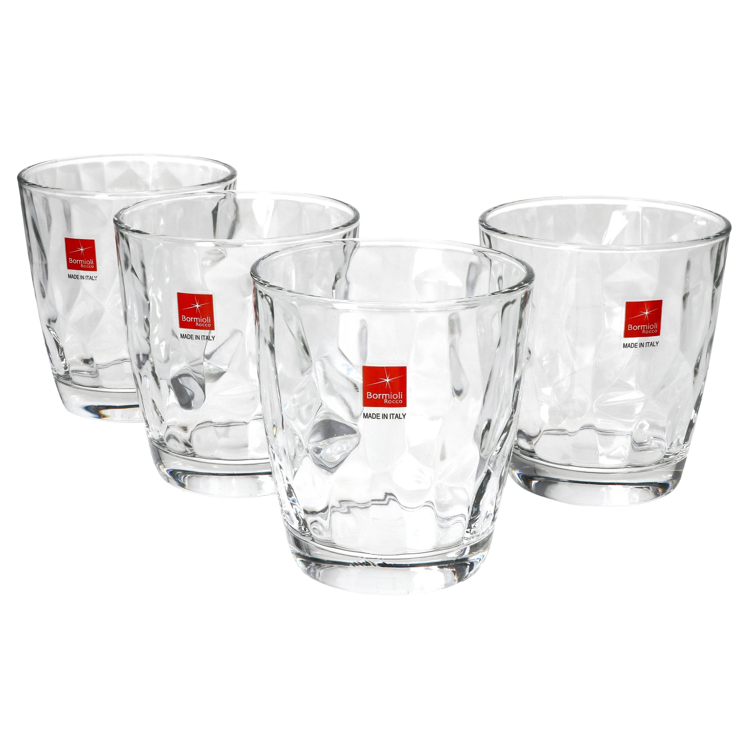 MamboCat Glas 4er Glas Whisky, Diamond Gin Trinkglas Set 390ml D.O.F. Cocktail Transparent