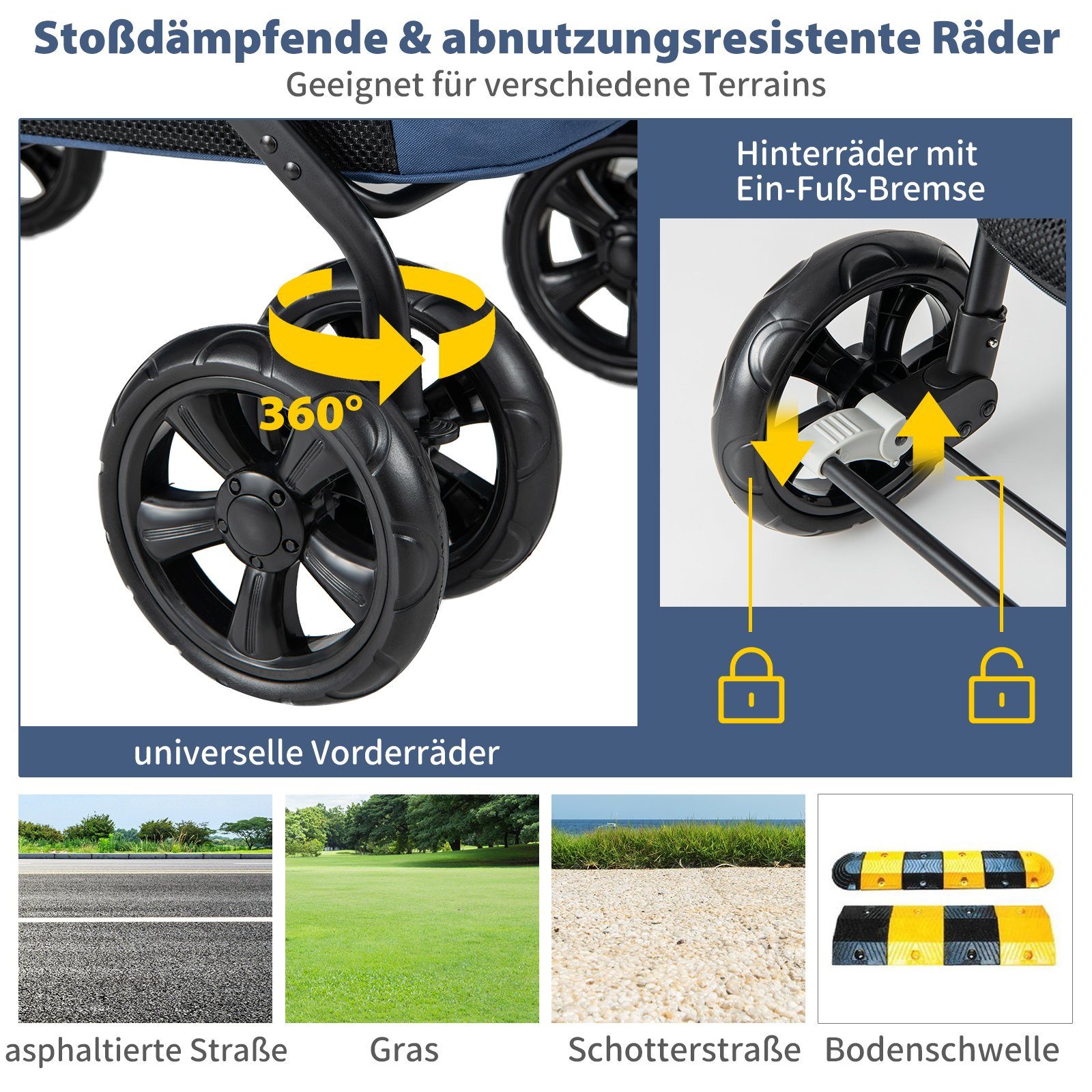 COSTWAY Hundebuggy Hundewagen, klappbar bis 40 kg