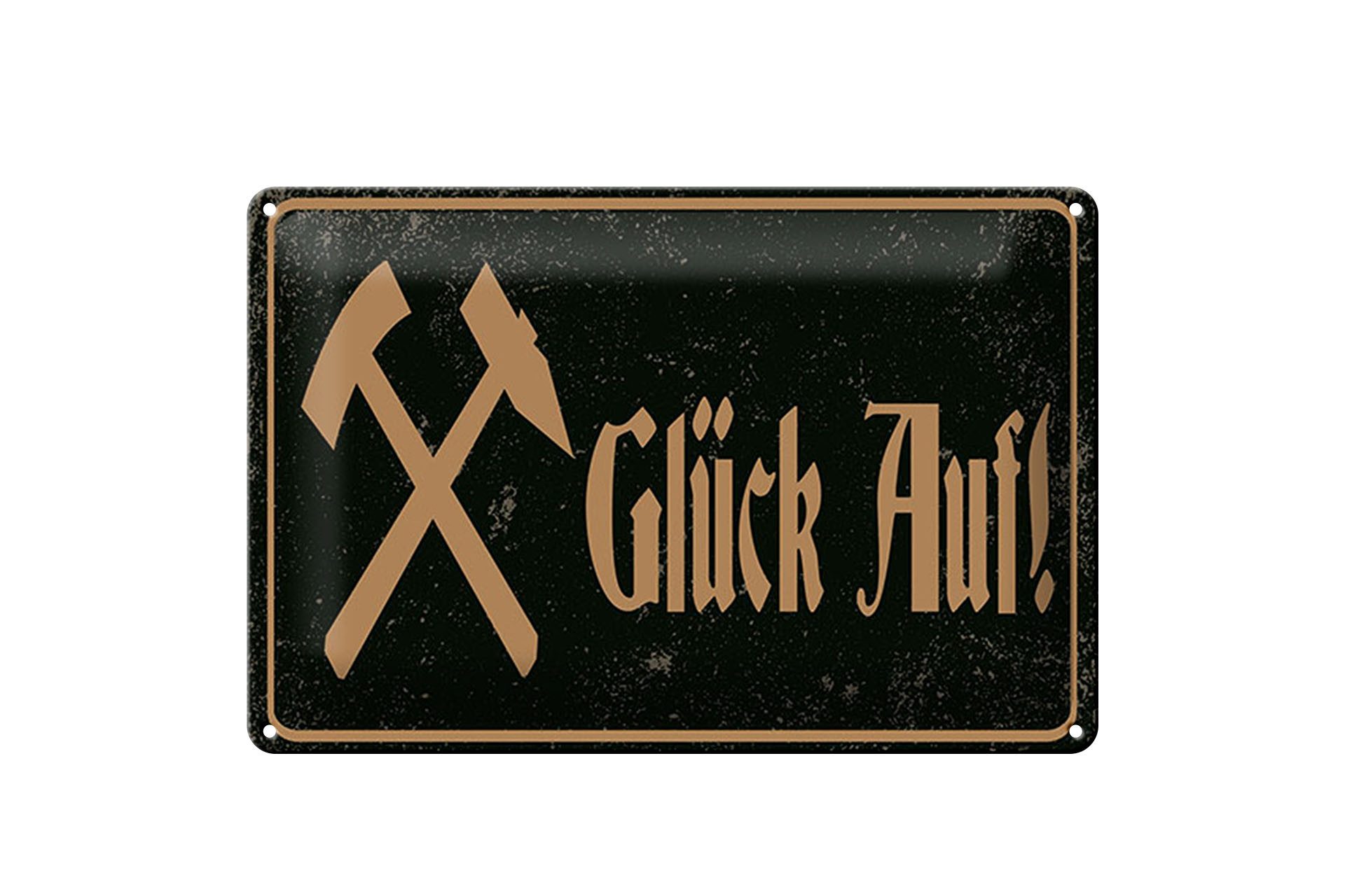 Femer GmbH Metallschild 12x18 cm Glück Auf Hammer Sichel Bergbau, (1 St), gewölbte Oberfläche, abgerundete Ecken, umgeschlagene Kanten