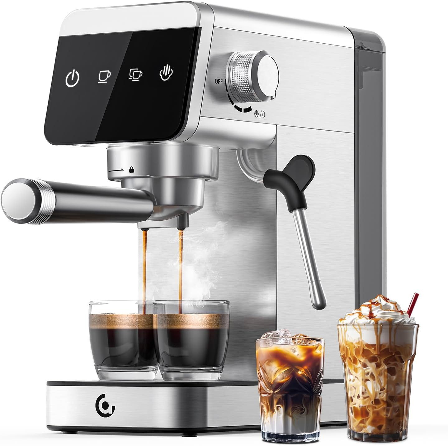 AMZCHEF Espressomaschine, Home 2-in-1 Espressomaschine mit 1,2L,1350W