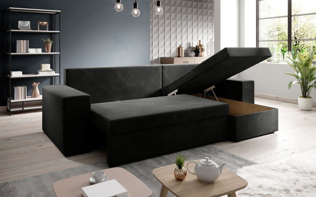 Luxusbetten24 Schlafsofa Designer Sofa Denver, mit Stauraum und Schlaffunktion