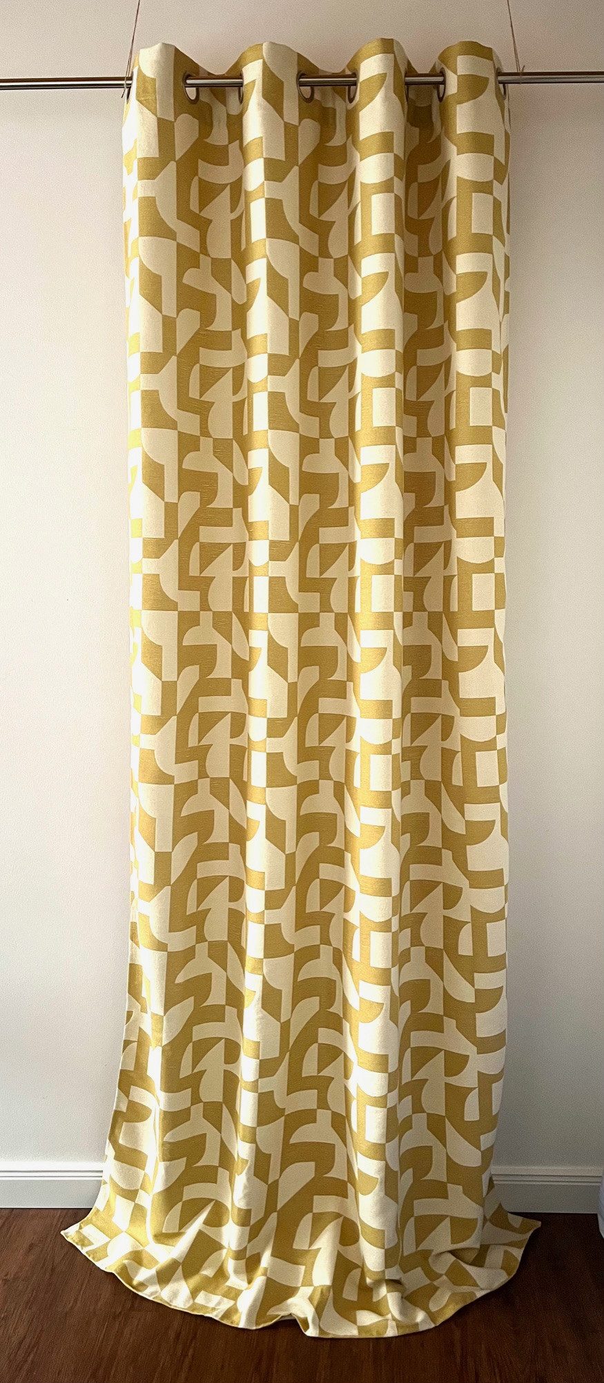 novumfix Vorhang Ösengardine "Polly" gemustert, beige-senf, sehr weich 140x260cm(BxH), blickdicht, extra lang