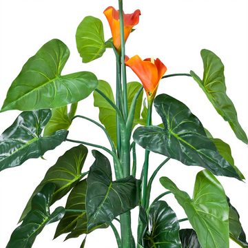 Kunstbaum Drachenwurz Calla Lily Kunstpflanze Künstliche Pflanze mit Topf 130 cm, Decovego