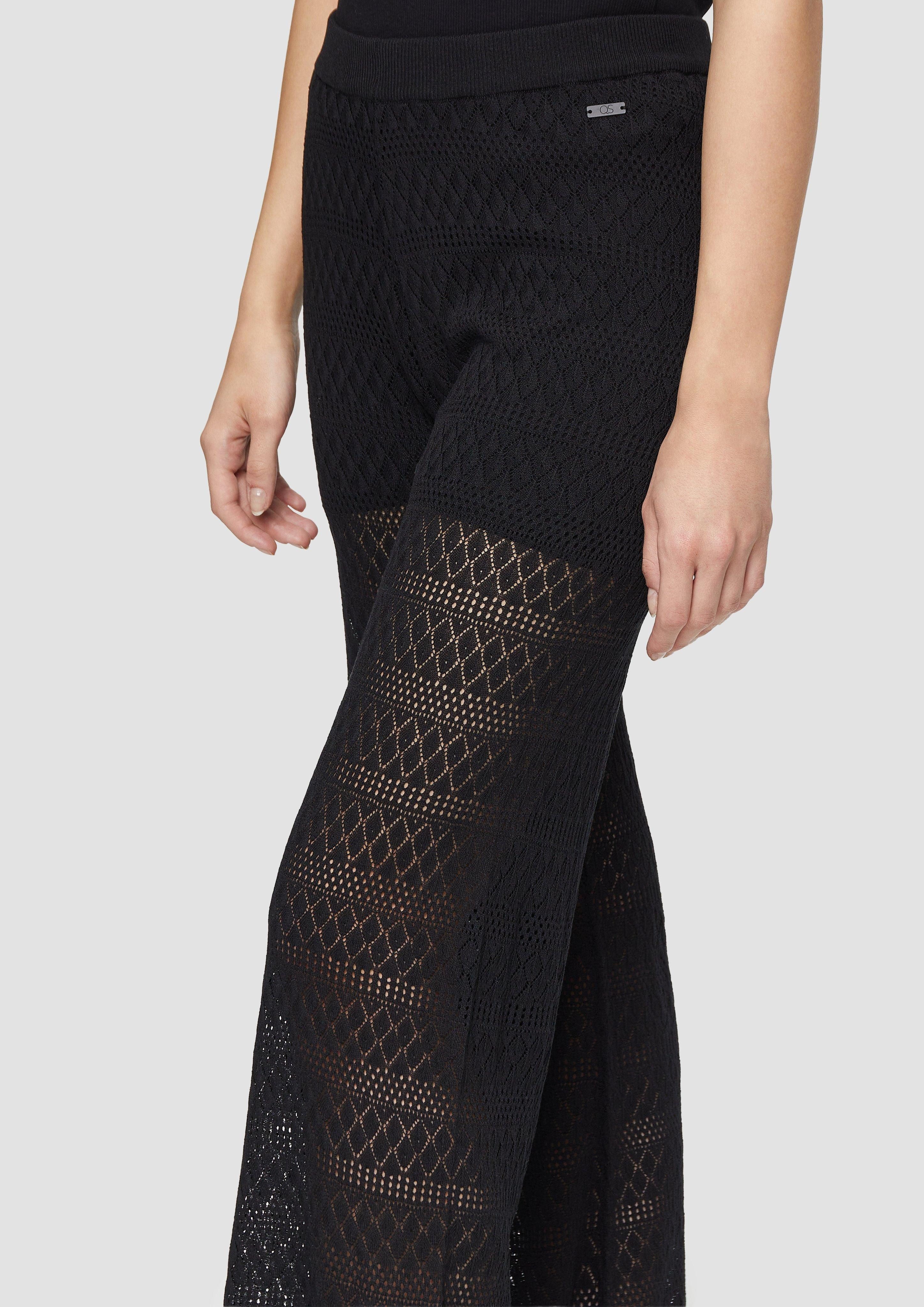 QS Stoffhose Transparente Feinstrick-Hose mit Ajourmuster günstig online kaufen