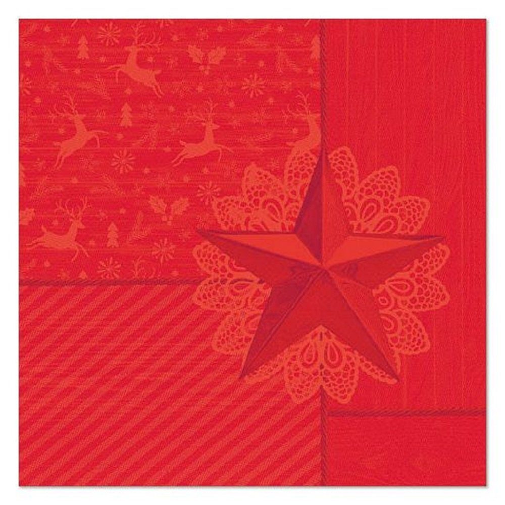 PAPSTAR Papierserviette 50 Servietten 40x40cm RISING STAR 3-lagig - rot, Stoffoptik, Industriell kompostierbar