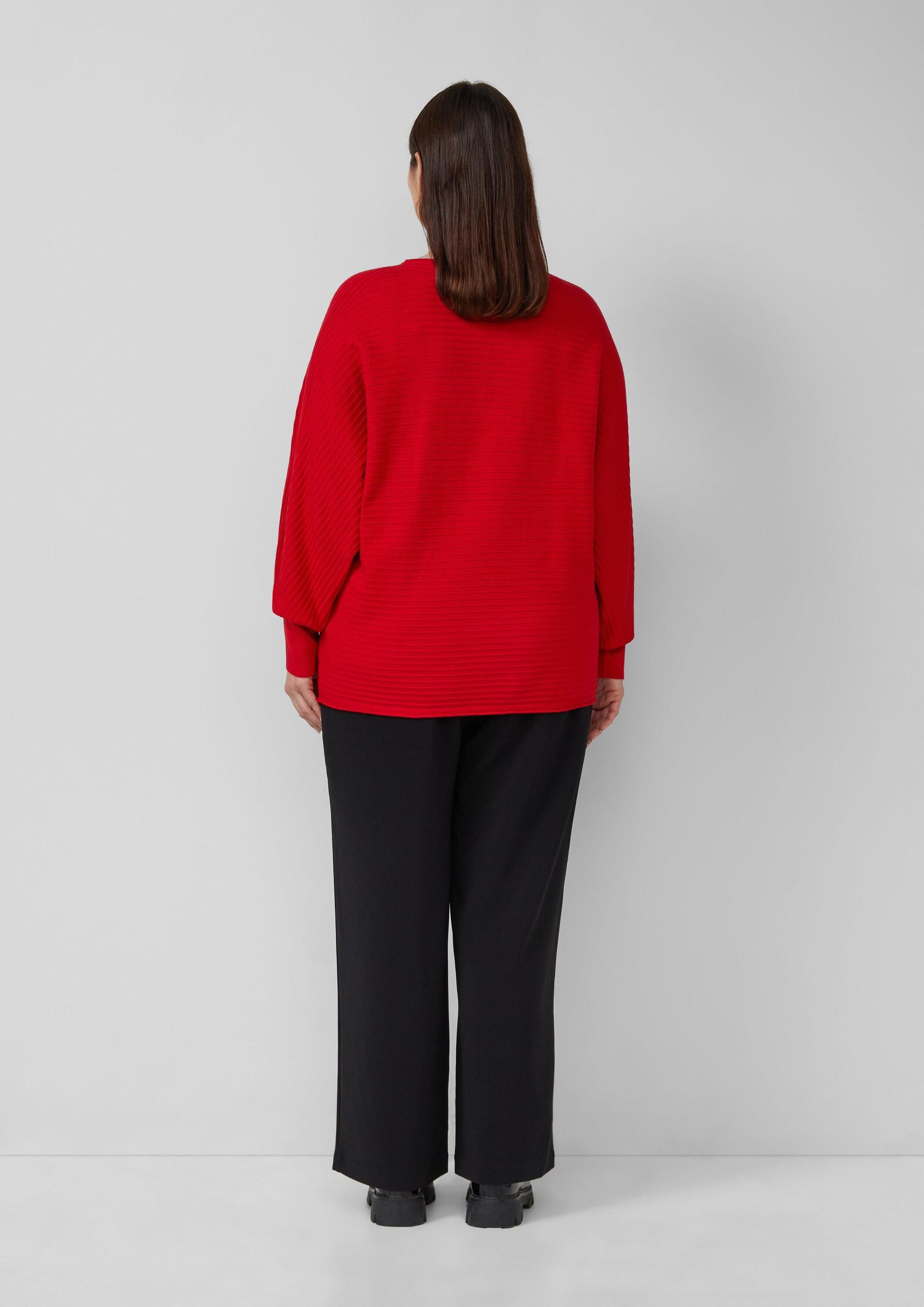 s.Oliver Longpullover Strickpullover Pullover in Rippstruktur mit Fledermausärmeln