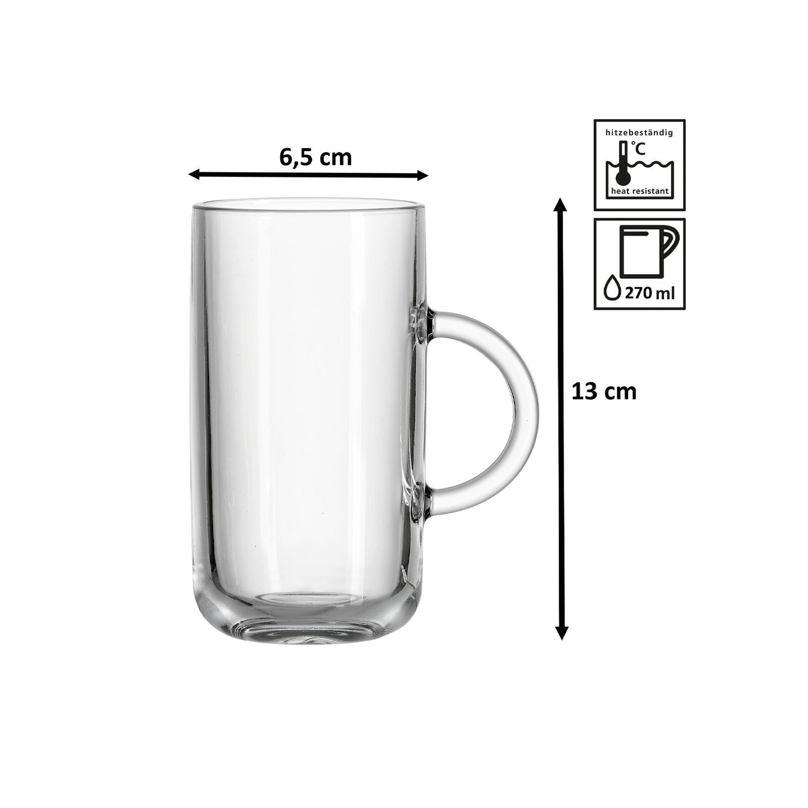 Ritzenhoff & Breker Latte-Macchiato-Glas Marco Latte Macchiato / Glühwein Gläser 270 ml, 120-tlg., Glas