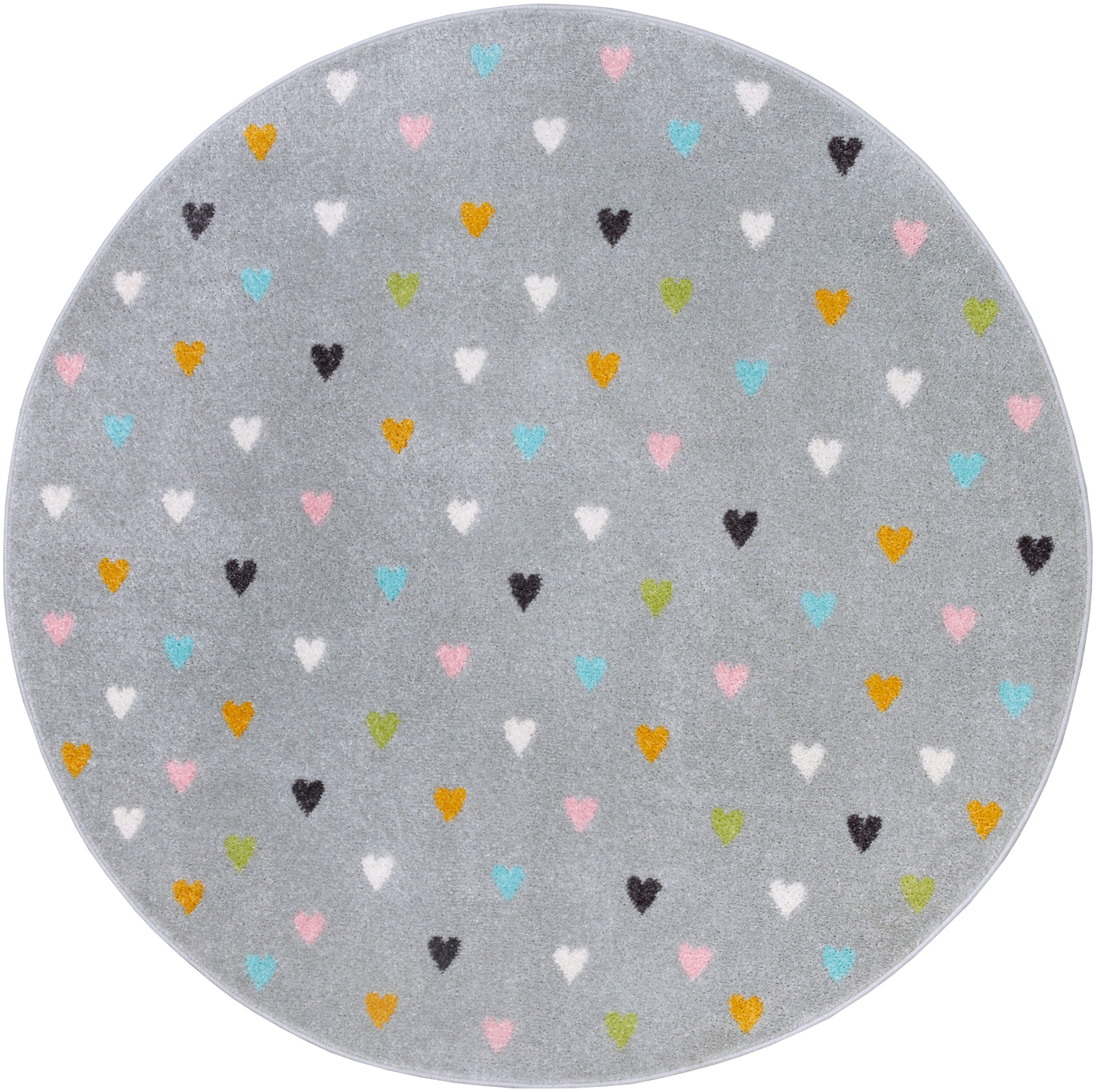 HANSE Home Kinderteppich Adventures Little Hearts, rund, Höhe: 7 mm, Spielteppich, fest, Kinderzimmer, Kurzflor, Spielunterlage