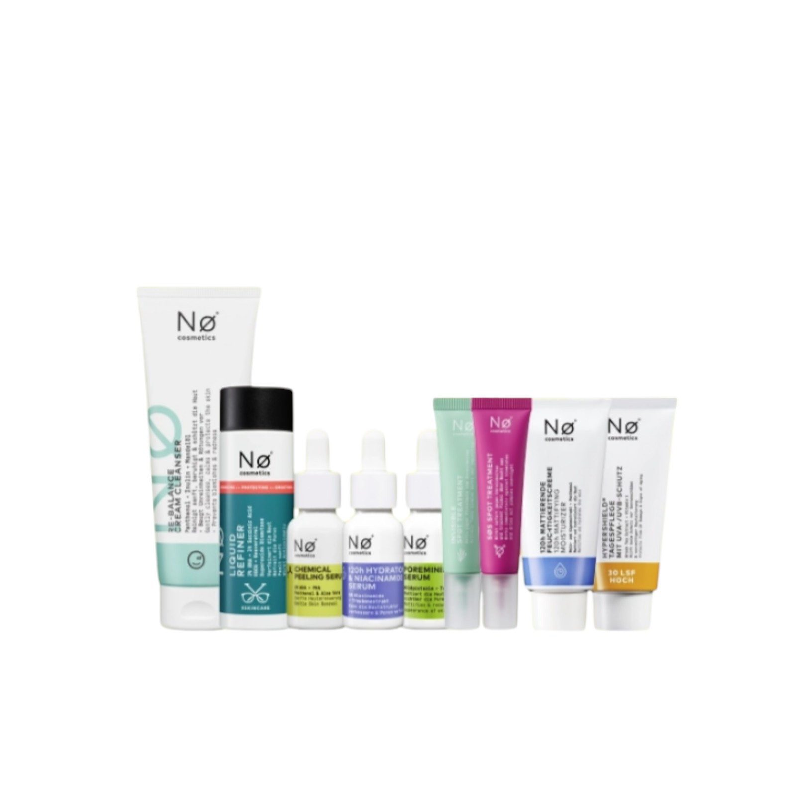 NO Cosmetics Gesichtspflege-Set Ölige Haut mit Unreinheiten Day & Night Routine, 9-tlg.
