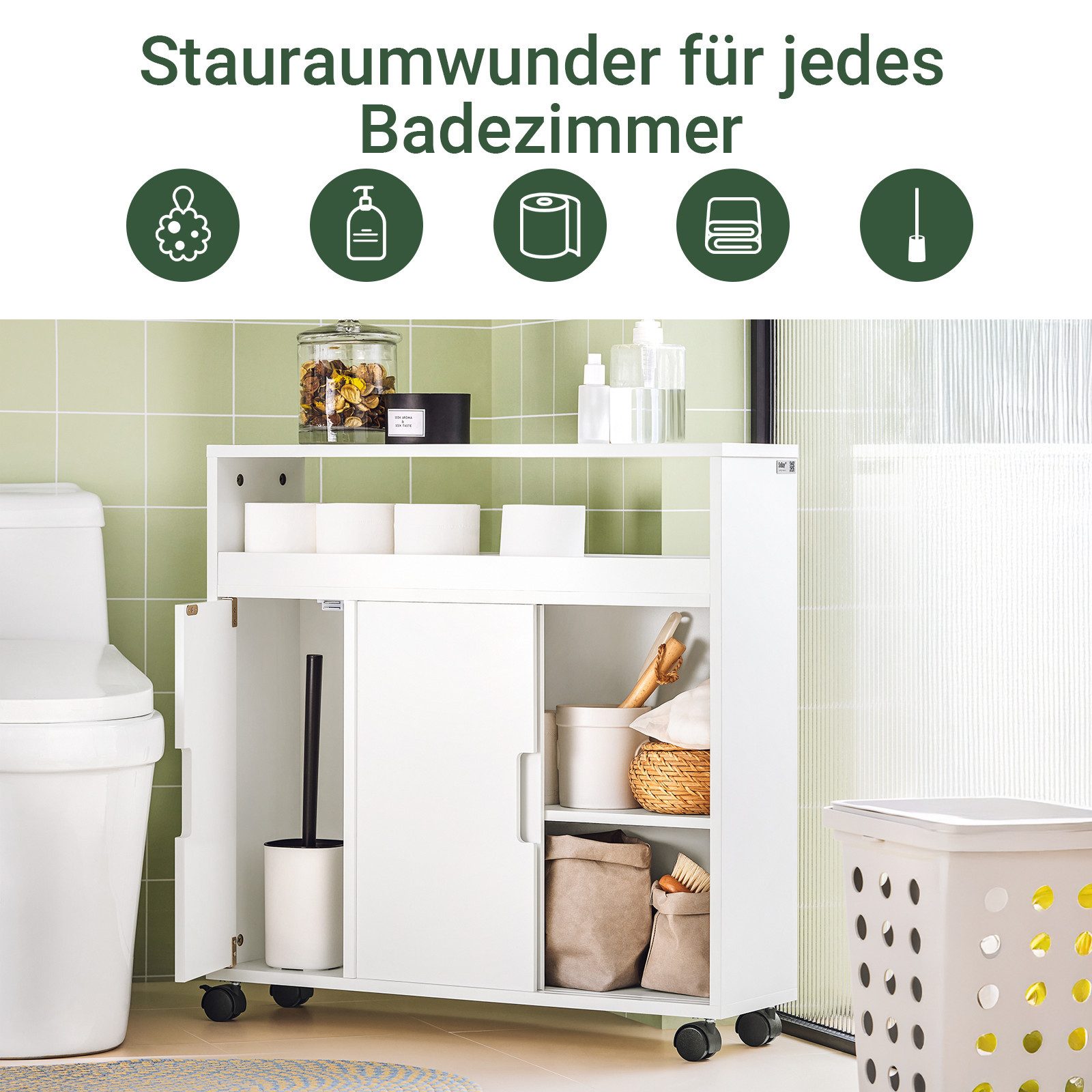 SoBuy Regal BZR31/BZR02, Nischenregal Badezimmerschrank mit Rollen Badschra günstig online kaufen