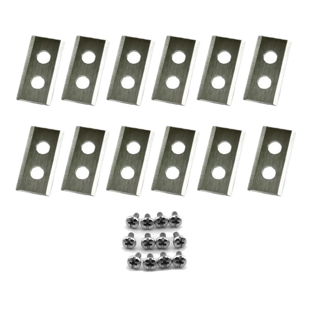 Trade-Shop Mährobotermesser Klingen (12 Stück) 2-Loch passend für Einhell FREELEXO Kit 500, 600 (12-St), Farbe: Silber / Material: Edelstahl / Länge: 36mm / Dicke: 0,9mm