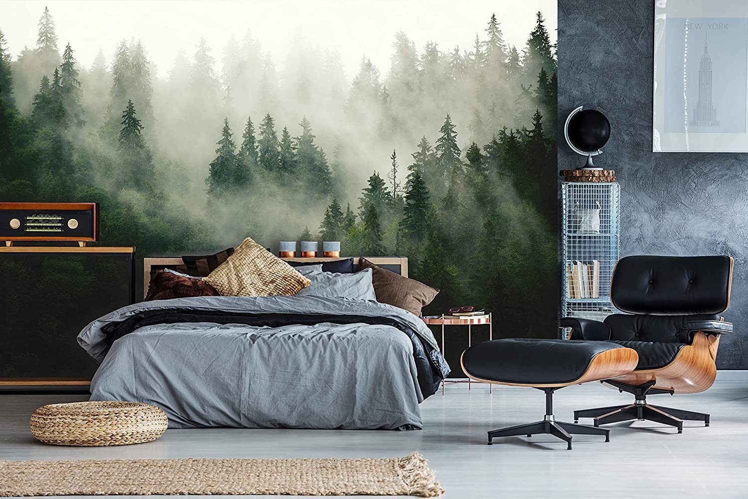 Modern Schlafzimmer, im Selbstklebende Landschaft Selbstklebend Nebel Fototapete Fototapete Wohnzimmer Wallarena Wasserfall Wald Struktur, Wald,