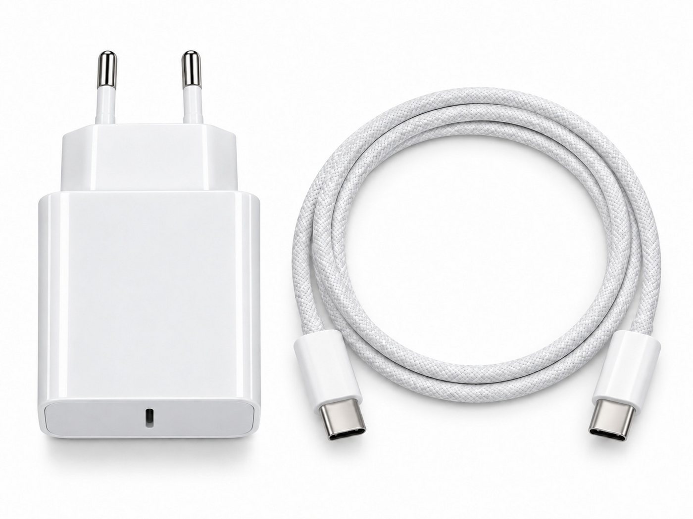 Ventarent 45W USB-C Ladeset mit Gewebekabel für Samsung Galaxy Smartphone-Ladegerät (3000 mA, Set, 2-tlg., mit USB-C-auf-USB-C-Gewebekabel, 45 W, Power Delivery, PPS)
