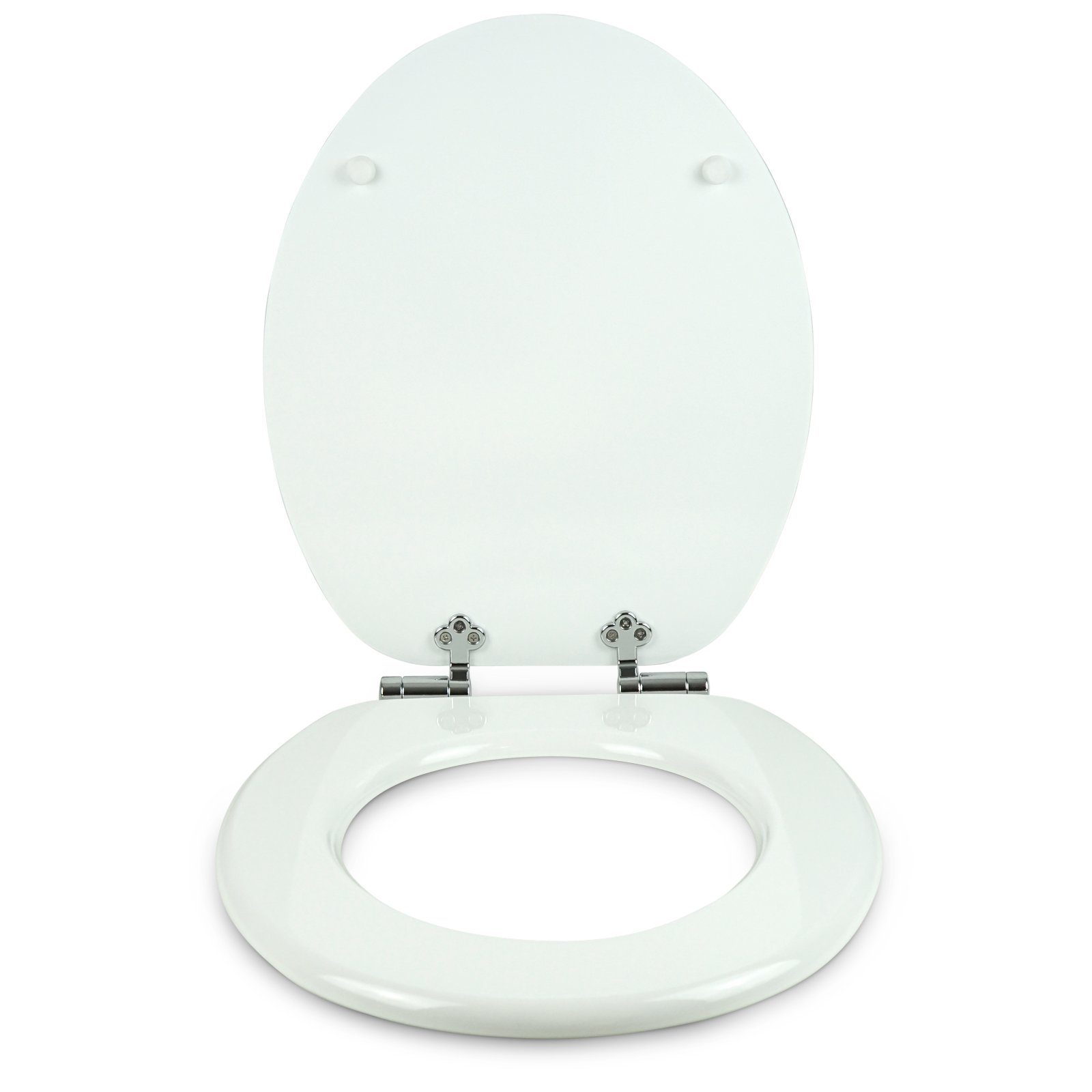 Sanfino WC-Sitz "White" Premium Toilettendeckel mit Absenkautomatik aus Holz, in Weiß, hohem Sitzkomfort, einfache Montage – Bild 3 von 5