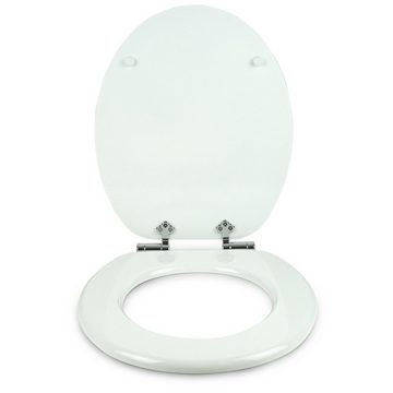 Sanfino WC-Sitz "White" Premium Toilettendeckel mit Absenkautomatik aus Holz, in Weiß, hohem Sitzkomfort, einfache Montage