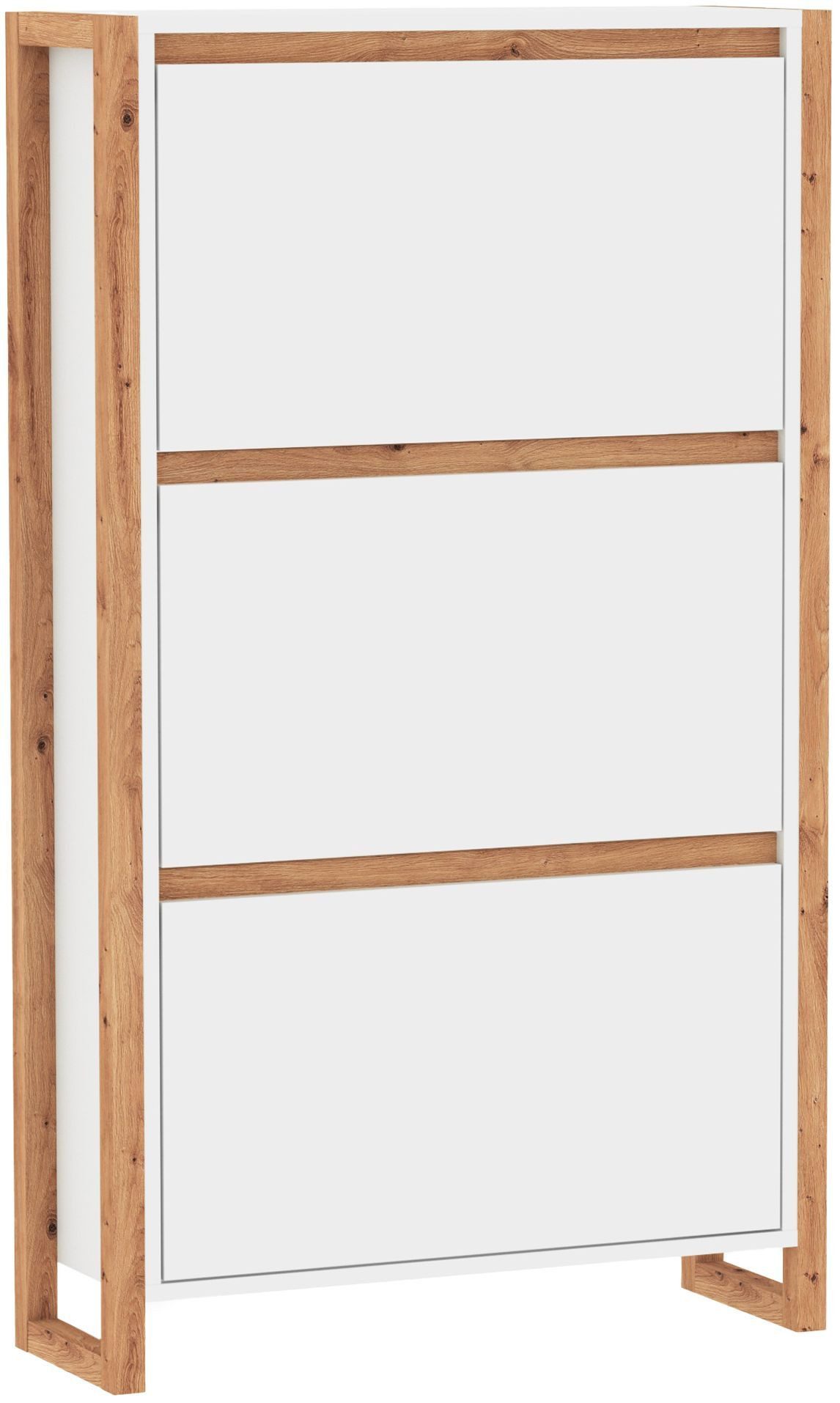 Finori Schuhkipper Denver 49A, weiß / Dekor Artisan Oak melaminbeschichtet HxBxT 125x70x25 cm