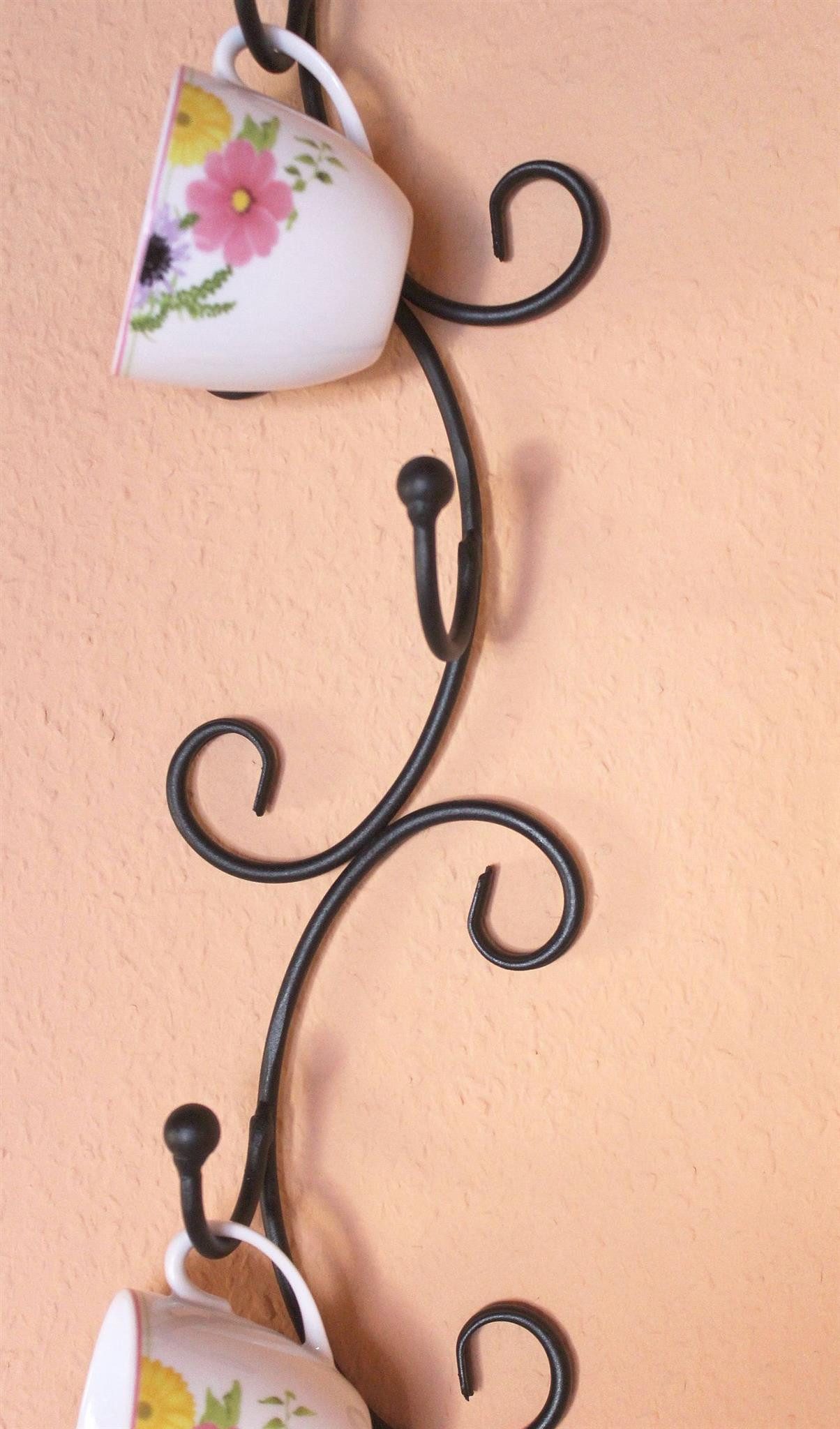 DanDiBo Gläserhalter Tassenhalter Wand Schwarz Metall 68 cm Olivia Tassenhaken Küche – Bild 3 von 5
