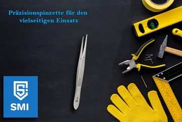 SMI Präzisionspinzette 13 cm Gerade Pinzette Anatomisch Hobby Pinzette DIY Handwerk, Präzise gezackte Spitze