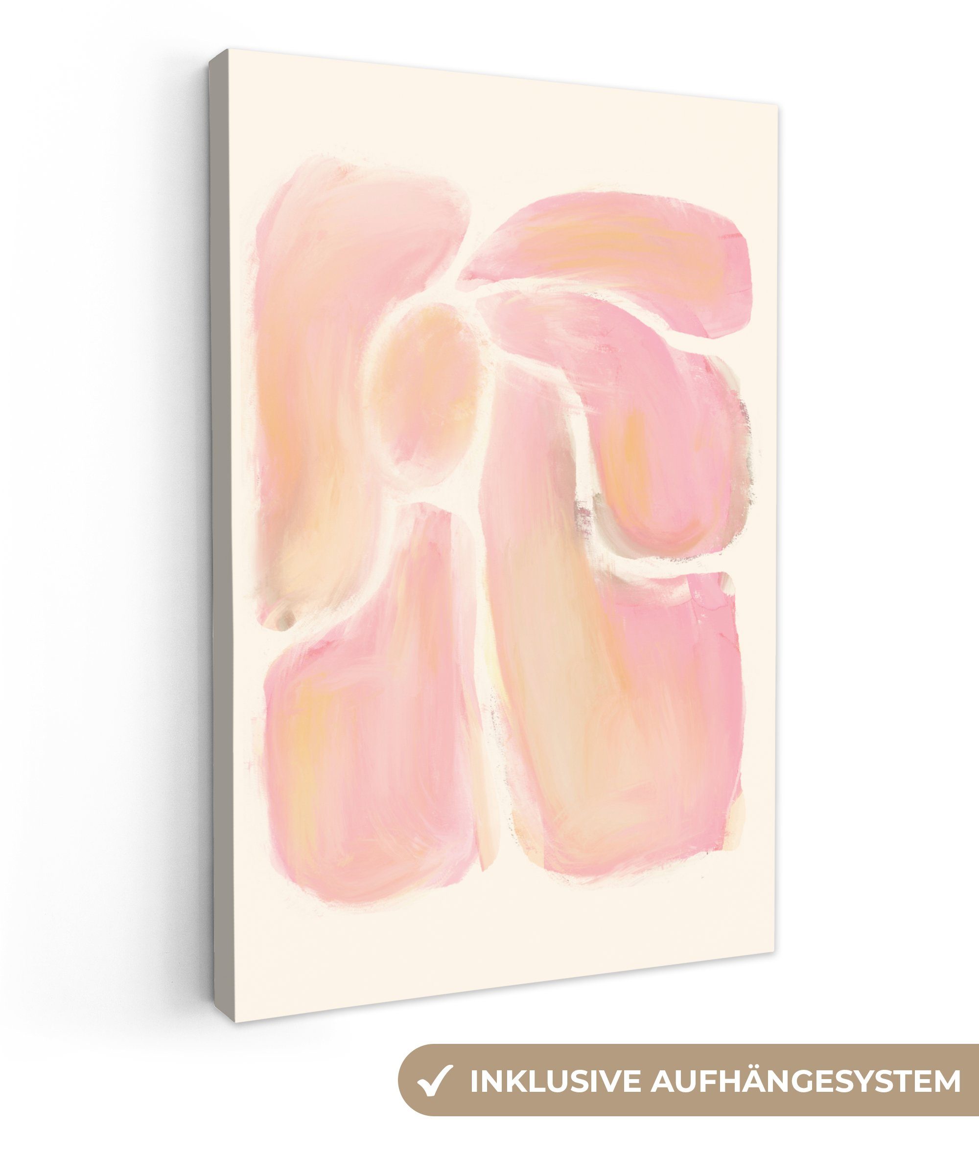 OneMillionCanvasses® Leinwandbild Blumen - Rosa - Natur - Boho, (1 St), Leinwandbild fertig bespannt inkl. Zackenaufhänger, Gemälde, 20x30 cm