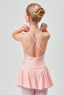 tanzmuster Bodykleid Träger Ballettkleid Sophie aus glänzendem Lycra Ballettbody mit Röckchen für Mädchen