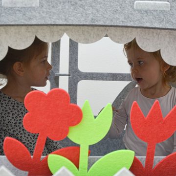 smalla Spielhaus Kinder Spielhaus aus Recycling Filz 110x100x124, Spielhaus + Zaun + Zubehör