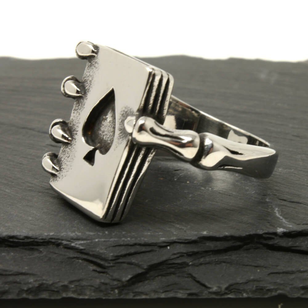 DALMARO.de Fingerring Ring Edelstahl - Silber aus POKER CLAW