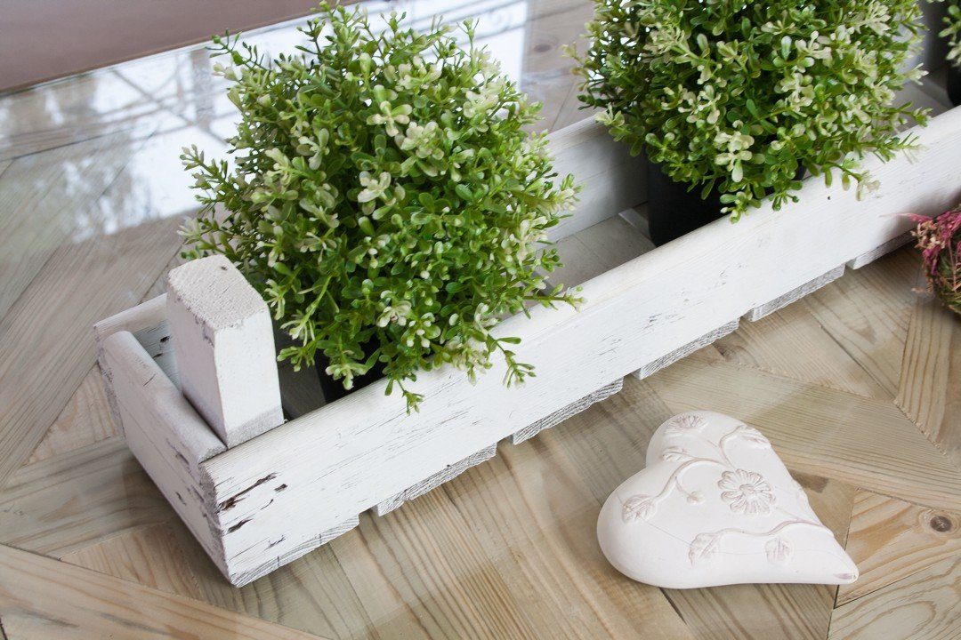 Kistenkolli Altes Land Allzweckkiste Blumensteige Shabby weiss 1/8 50x12,5 x16cm (Spar-Set, 1er Set)