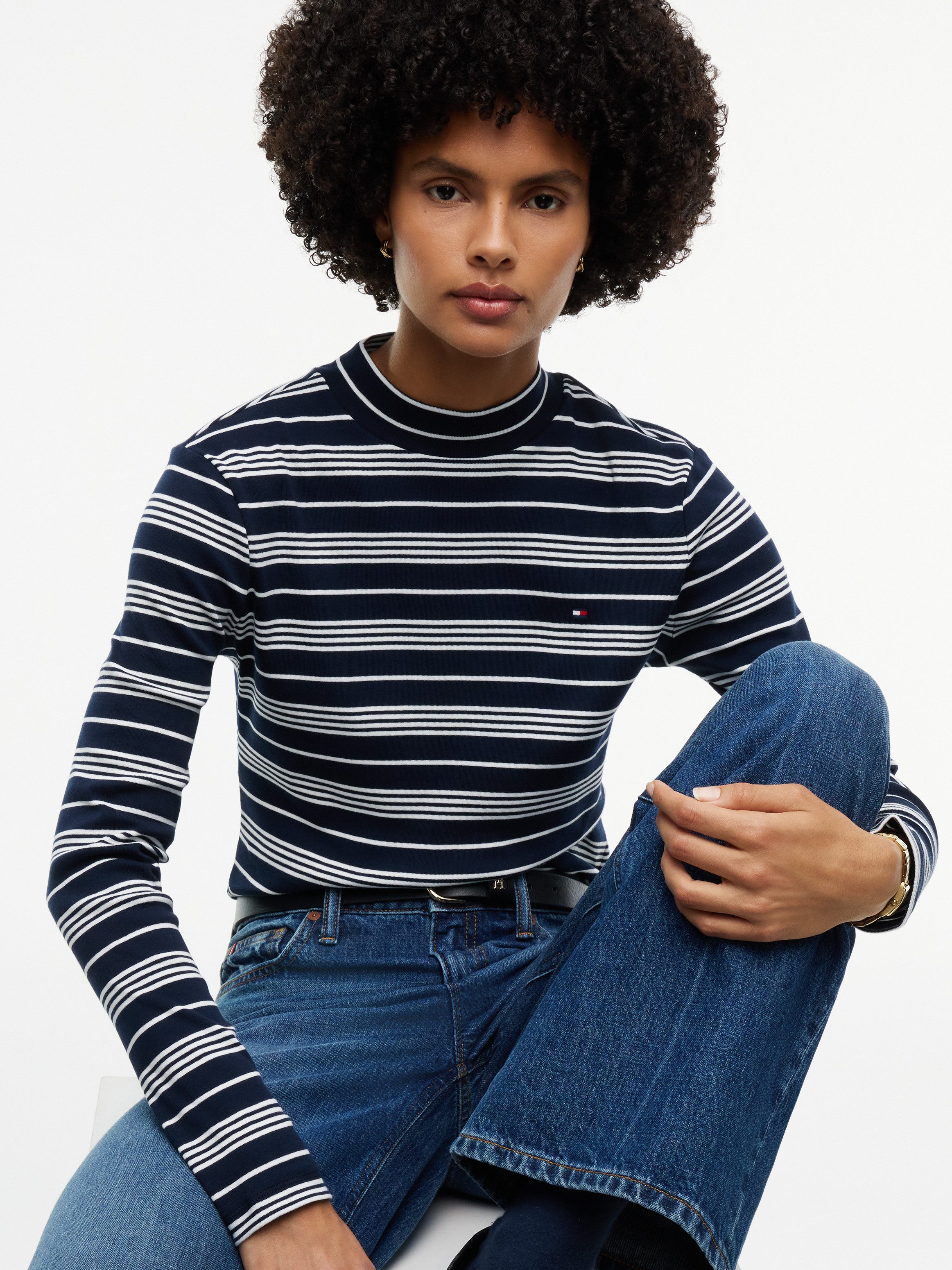 Tommy Hilfiger Langarmshirt SLIM CODY MOCK-NK LS Baumwolle, slim fit