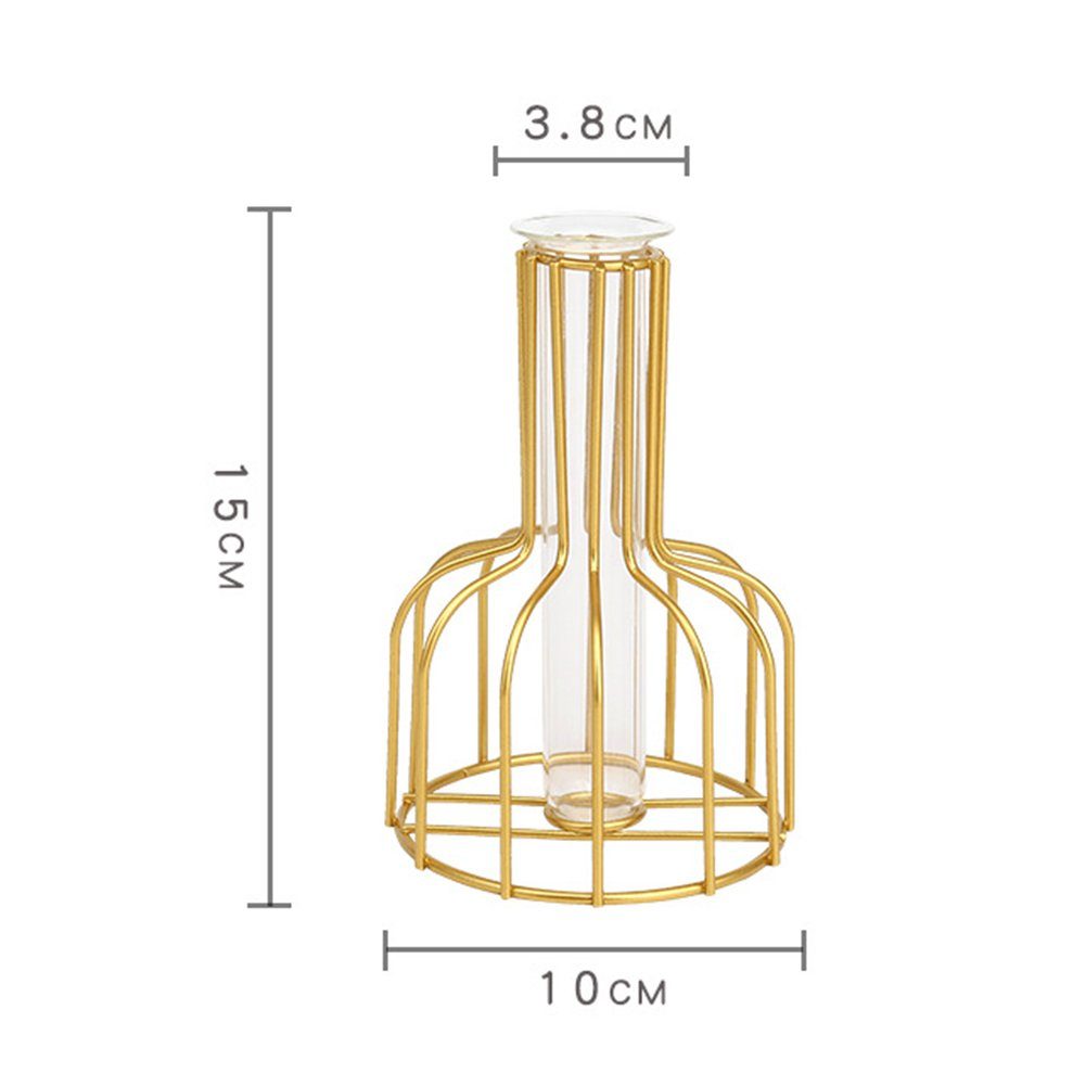 Große Gold uhause,15cm Vase HAMÖWO Vasen Geometrische Moderne Dekovase Metallgestell für
