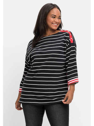 Sheego Sweatshirt »Sweatshirt« mit Ringeln und Kontrastdetails