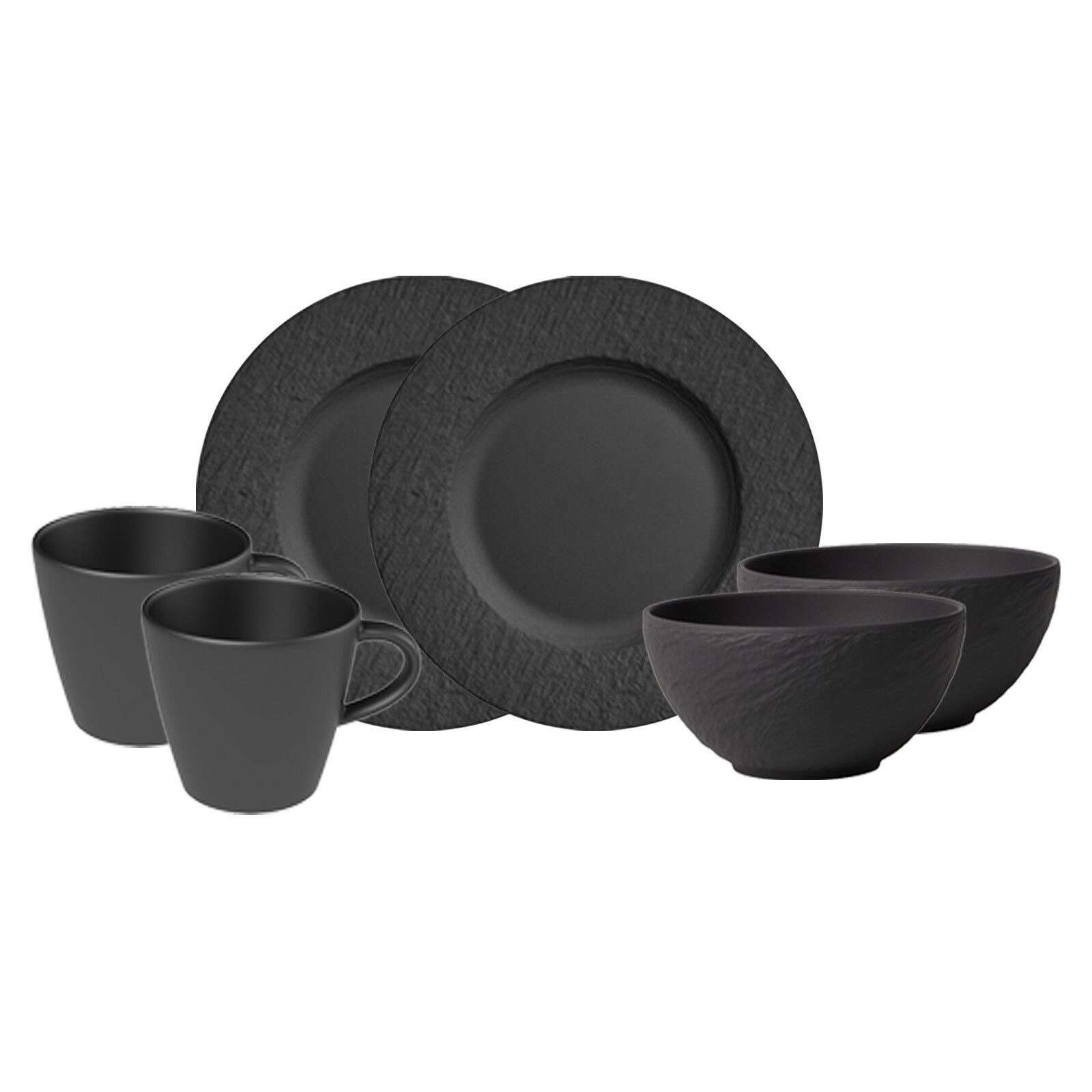 Villeroy & Boch Kombiservice Manufacture Rock Frühstücks-Set 6er Set (6-tlg), Porzellan