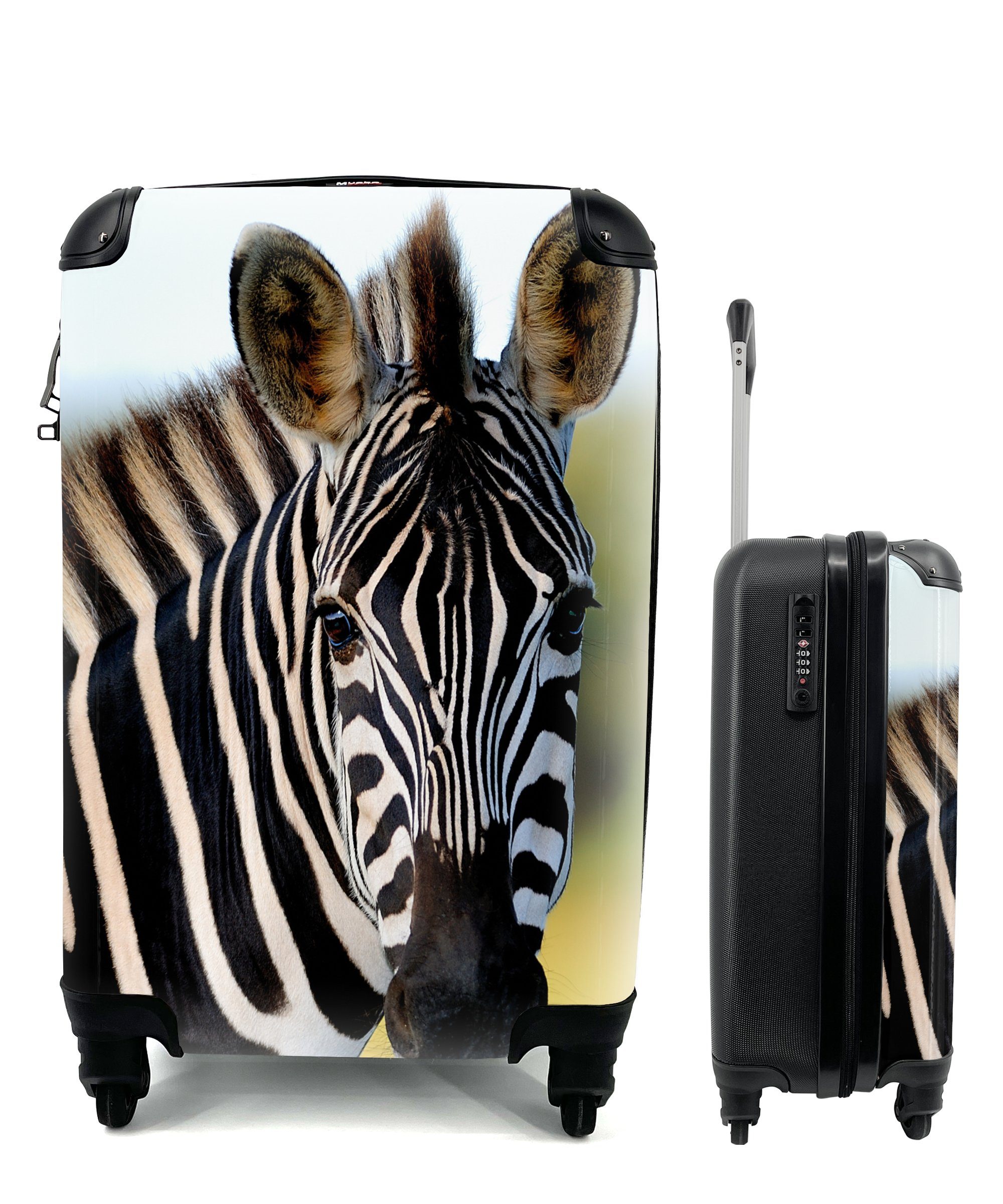 MuchoWow Handgepäckkoffer Nahaufnahme Zebra, 4 Rollen, Reisetasche mit rollen, Handgepäck für Ferien, Trolley, Reisekoffer