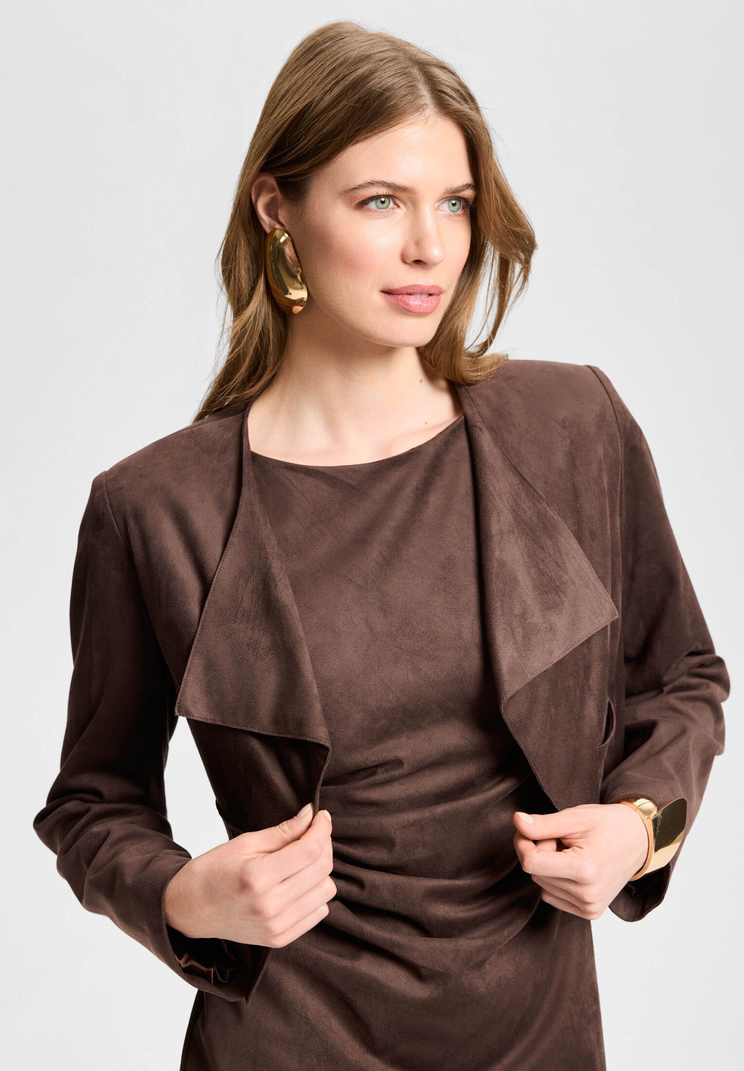 SWING Jackenblazer - Verkürzter Blazer in Wildlederoptik