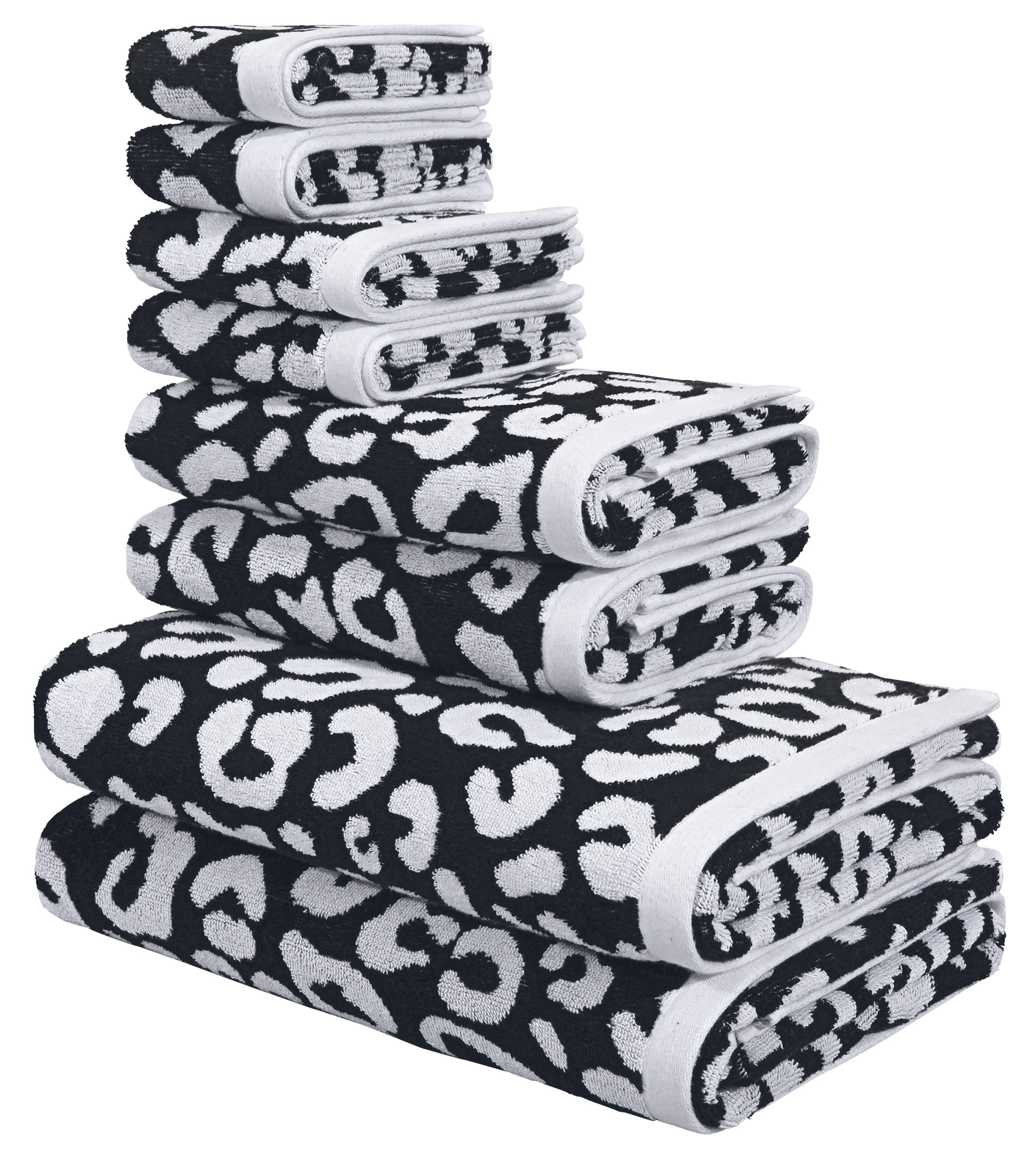 OTTO home Handtuch Set Regona Leo, 8 tlg. Set, Premium Handtücher, 100% Baumwolle, 550 gr/m², Frottier (8-St), Animal Print, Duschtücher, Handtücher, Gästetücher, Seiftücher
