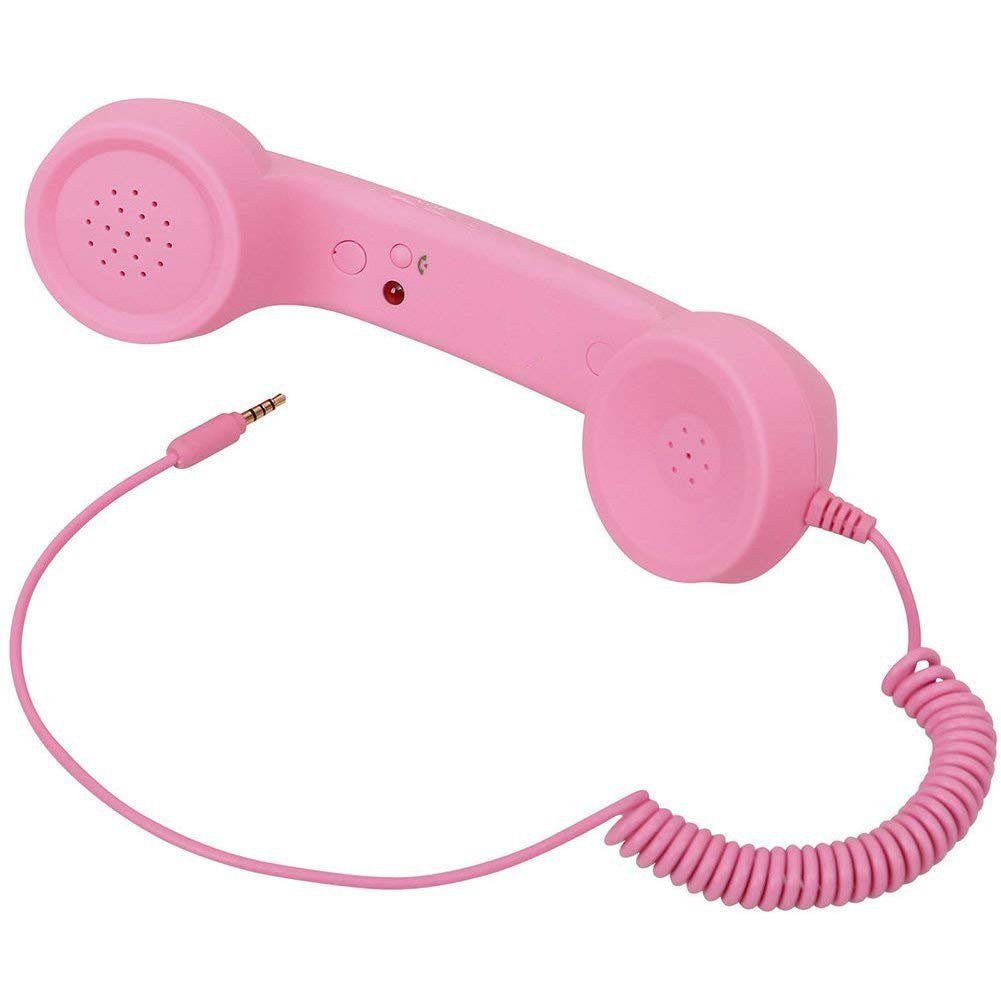 GelldG Lautsprecher Telefonhörer rosa Headsets Handset Hörer Mikrofon Retro Lautsprecher