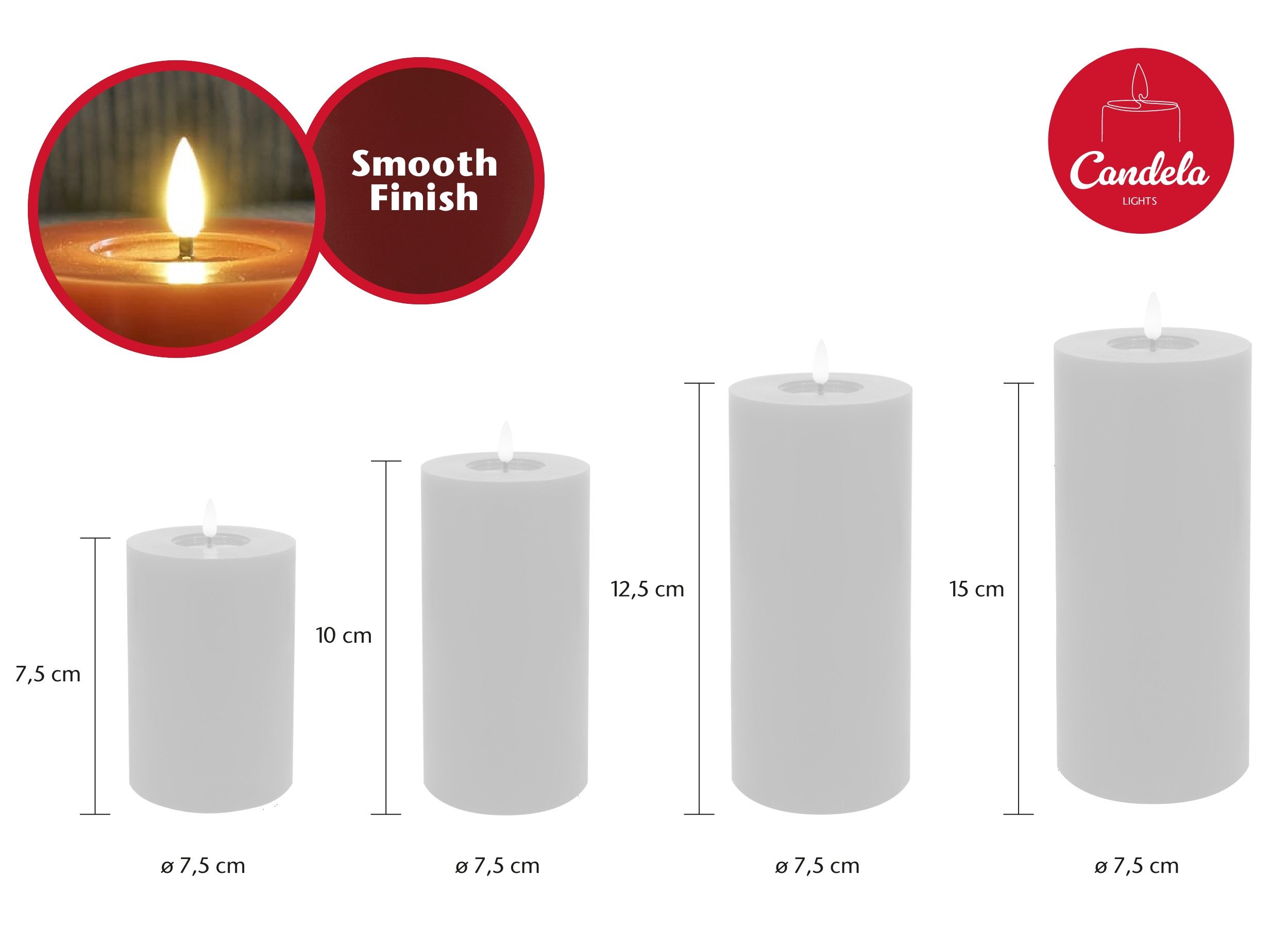 LC Home LED-Kerze Candela Lights LED Kerzen Echtwachs 4erSet mit Fernbedienung Batterien (Komplett-Set), LED Kerzen mit Timerfunktion Fernbedienung Dimmbar – Bild 4 von 5