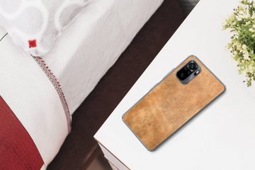 MuchoWow Handyhülle Leder - Strukturiert - Lederoptik - Braun, Phone Case, Handyhülle Xiaomi Redmi Note 10, Silikon, Schutzhülle