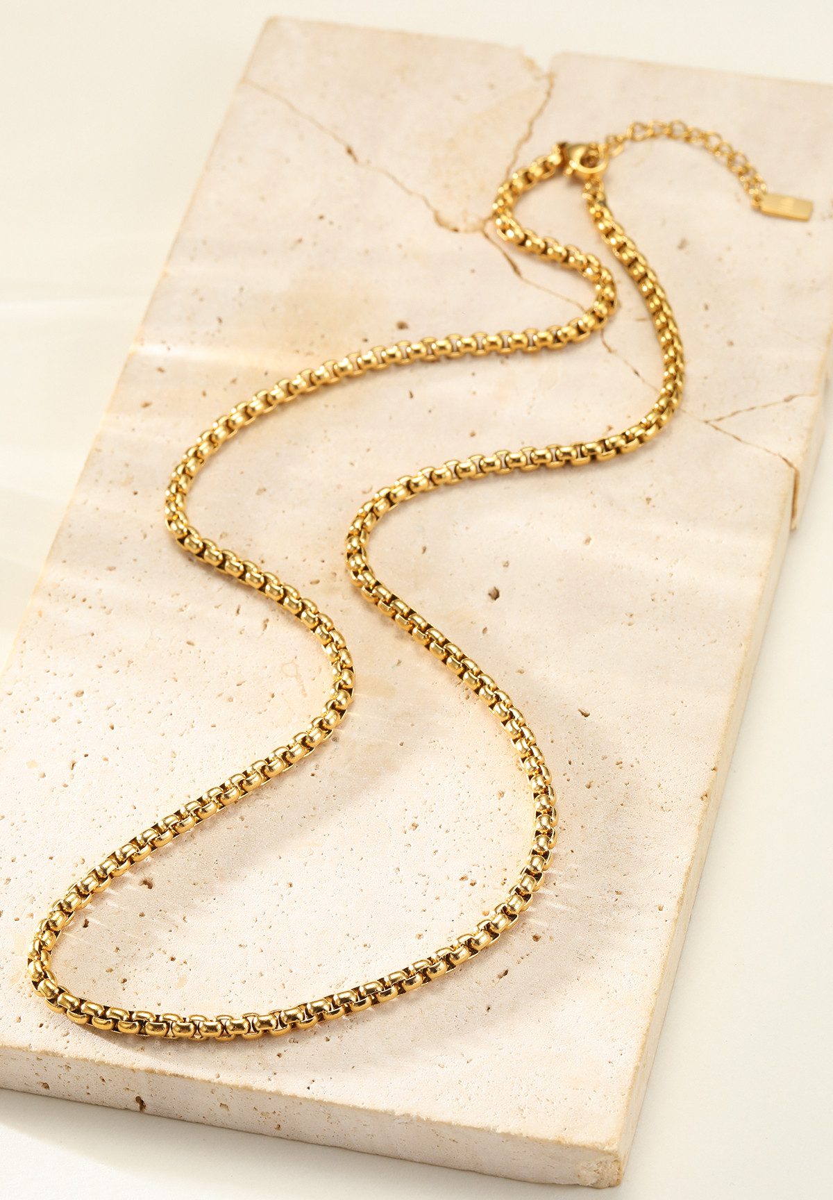 Hey Happiness Gliederkette Kastenkette Massiv, Damen Statementkette, Dicke Edelstahl Box Kette ohne Anhänger, wasserfest