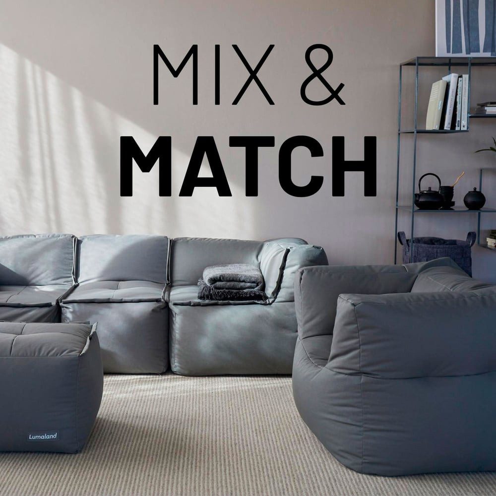 Lumaland Sitzsack In- & outdoor Sofa individuell kombinierbar mit dem Modularen System, Sessel wasserfest abnehmbarer Bezug erweiterbar waschbar