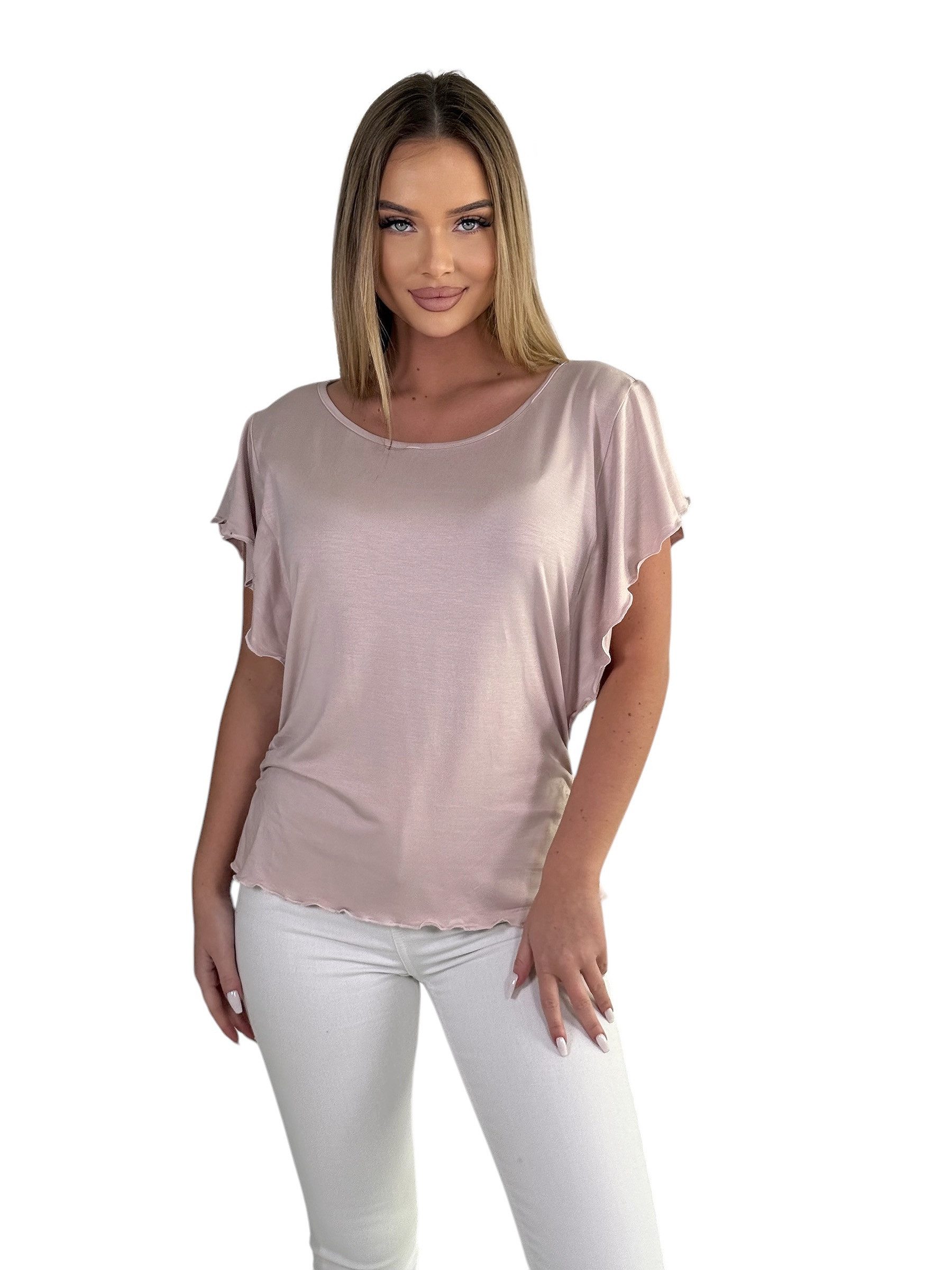 Mississhop Kurzarmshirt Damen T-Shirt Kurzarmshirt Schmetterlingärmeln günstig online kaufen