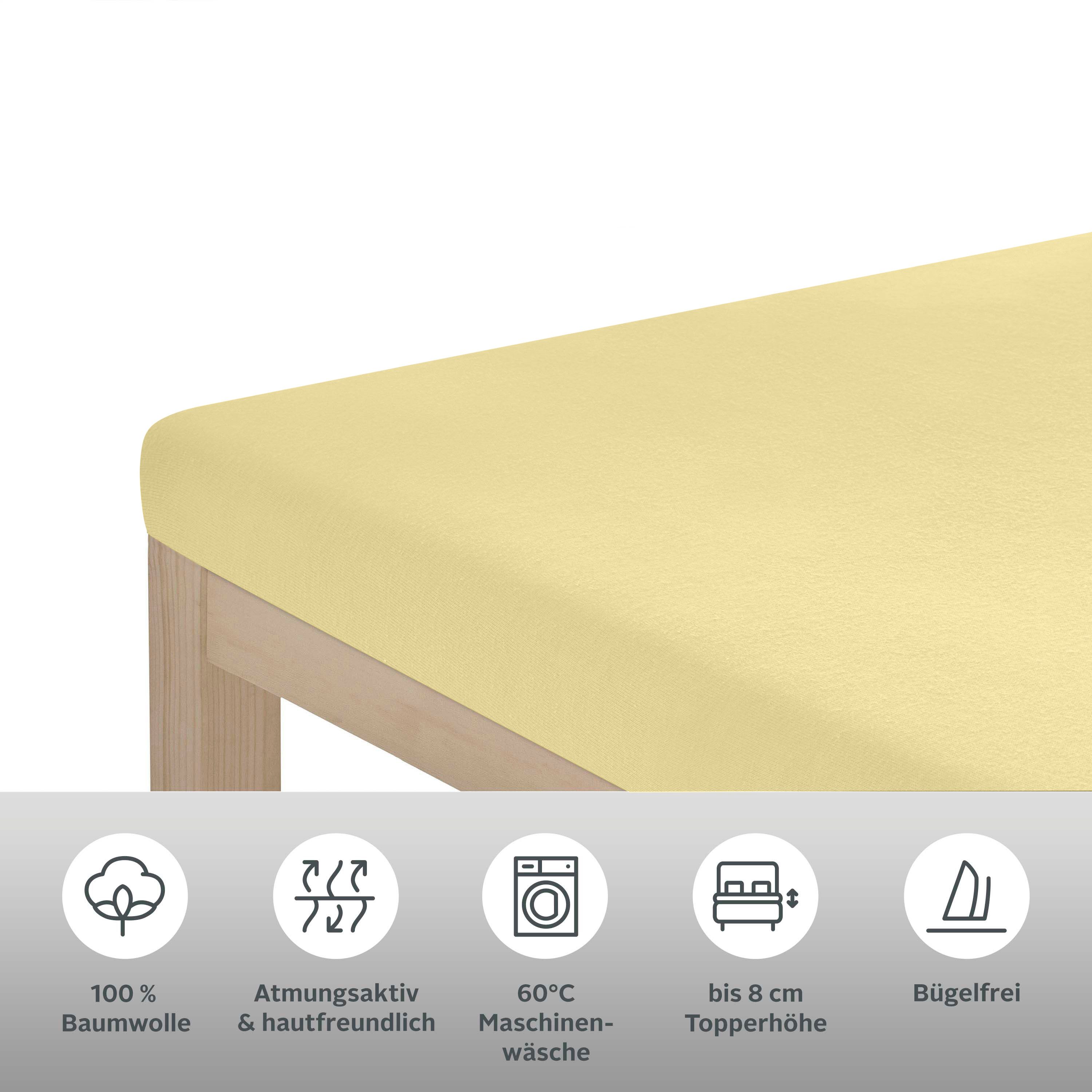 OTTO home Spannbettlaken Physalis Topper COMFORT, 100% Baumwolle, 150 g/m², Jersey, Gummizug: rundum, (1 Stück), Baumwolle, Matratzen bis 10 cm Höhe, Bettlaken, Spannbetttuch, Laken