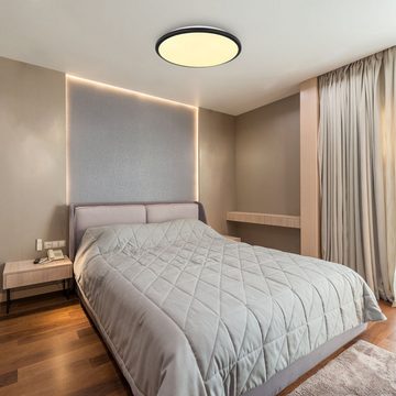 Globo Deckenleuchte Deckenleuchte Wohnzimmer LED Deckenlampe Rund Schwarz 35 cm Flurlampe