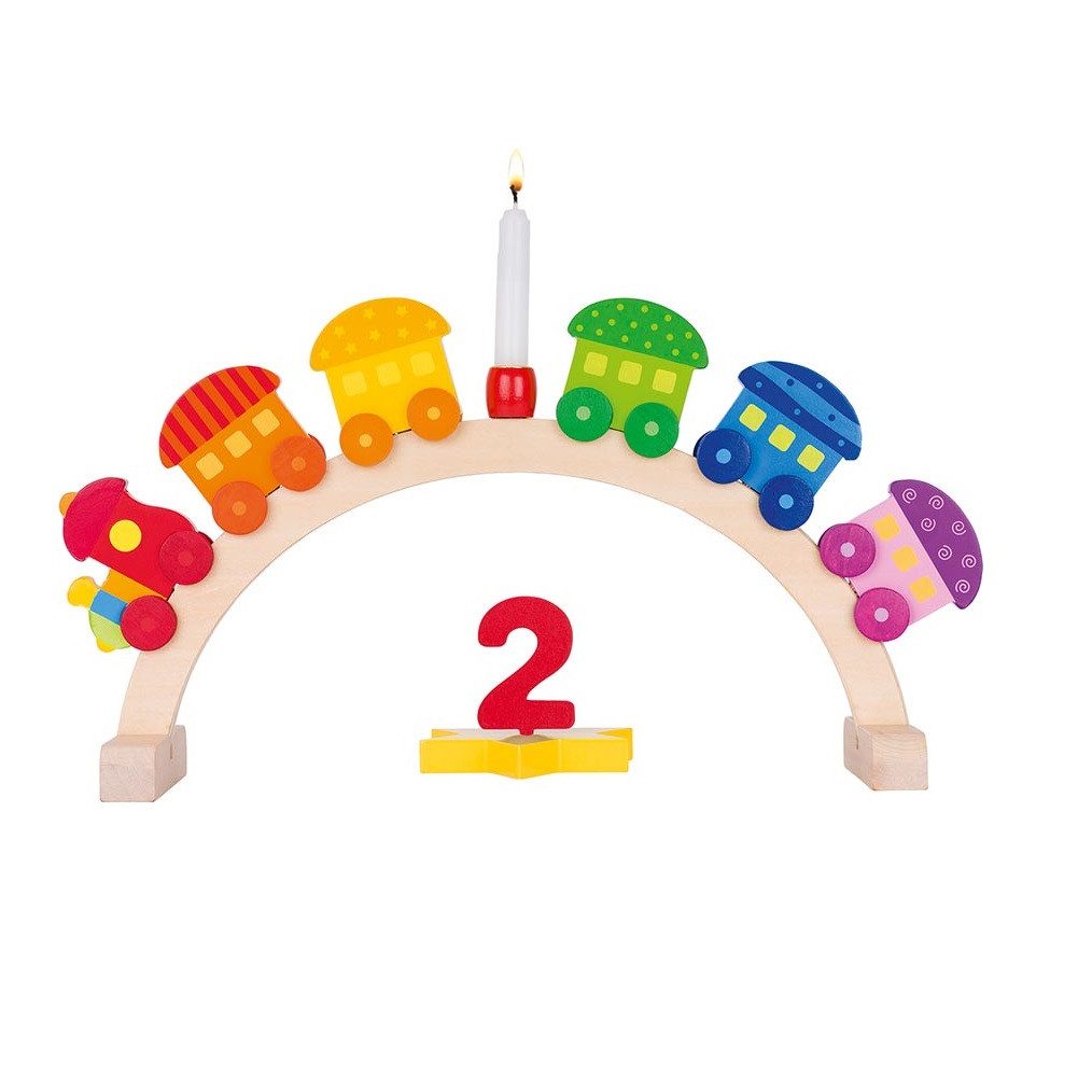 goki Dekoobjekt Geburtstagbogen Zug aus Holz für Geburtstagskerze