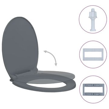 vidaXL WC-Sitz Toilettensitz mit Absenkautomatik Grau Oval (1-St)